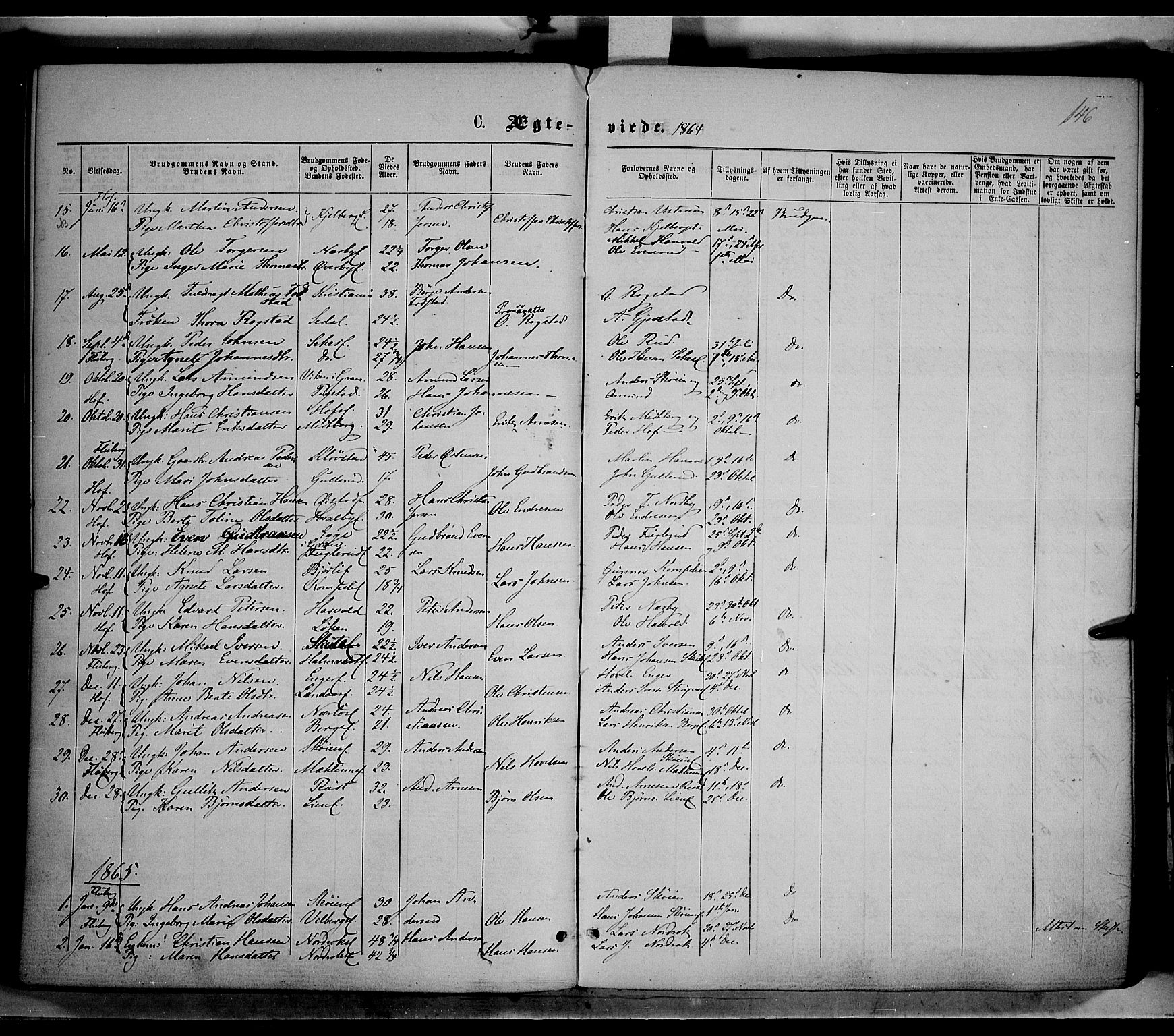 Søndre Land prestekontor, SAH/PREST-122/K/L0001: Parish register (official) no. 1, 1860-1877, p. 146