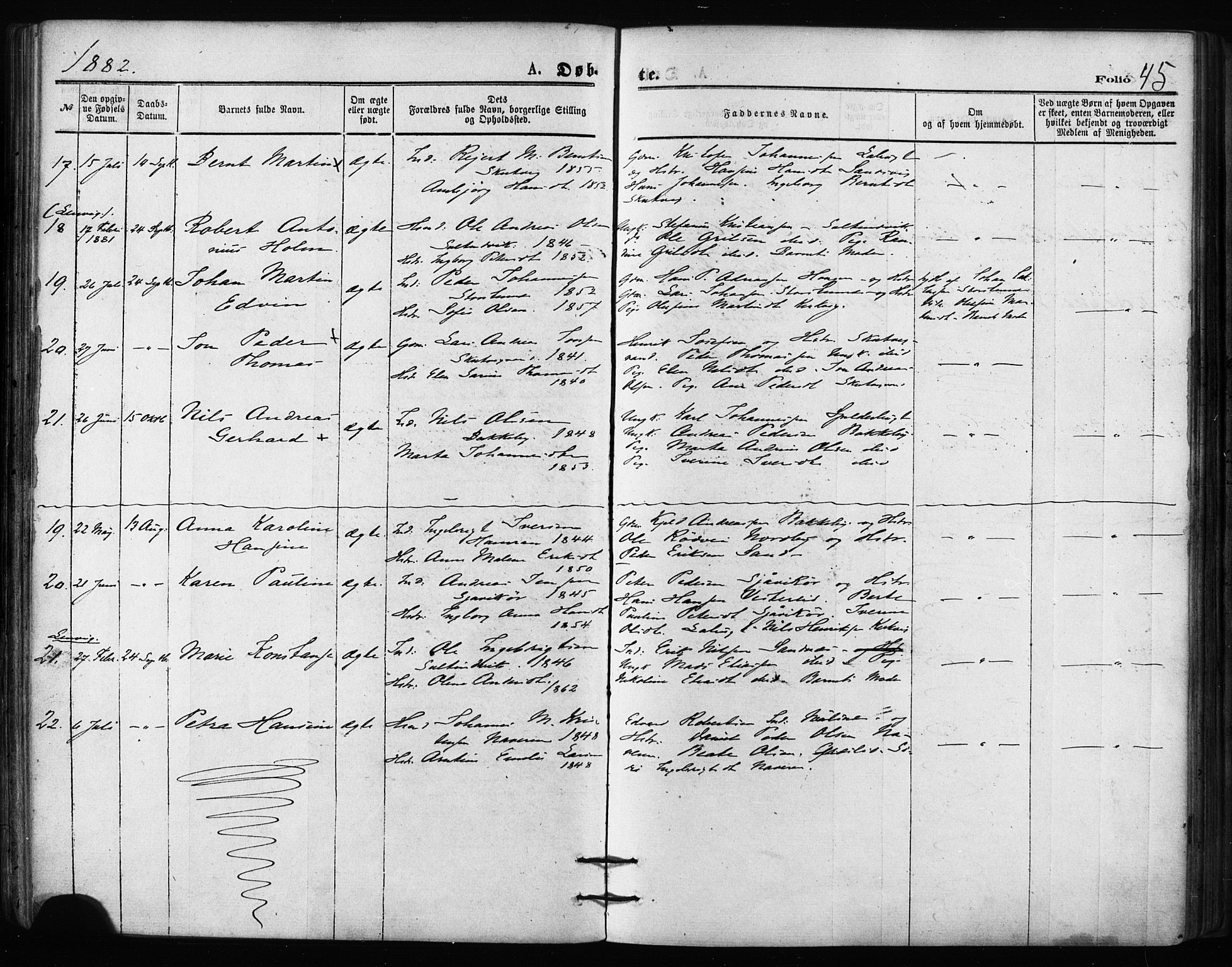 Balsfjord sokneprestembete, SATØ/S-1303/G/Ga/L0002kirke: Parish register (official) no. 2, 1871-1886, p. 45