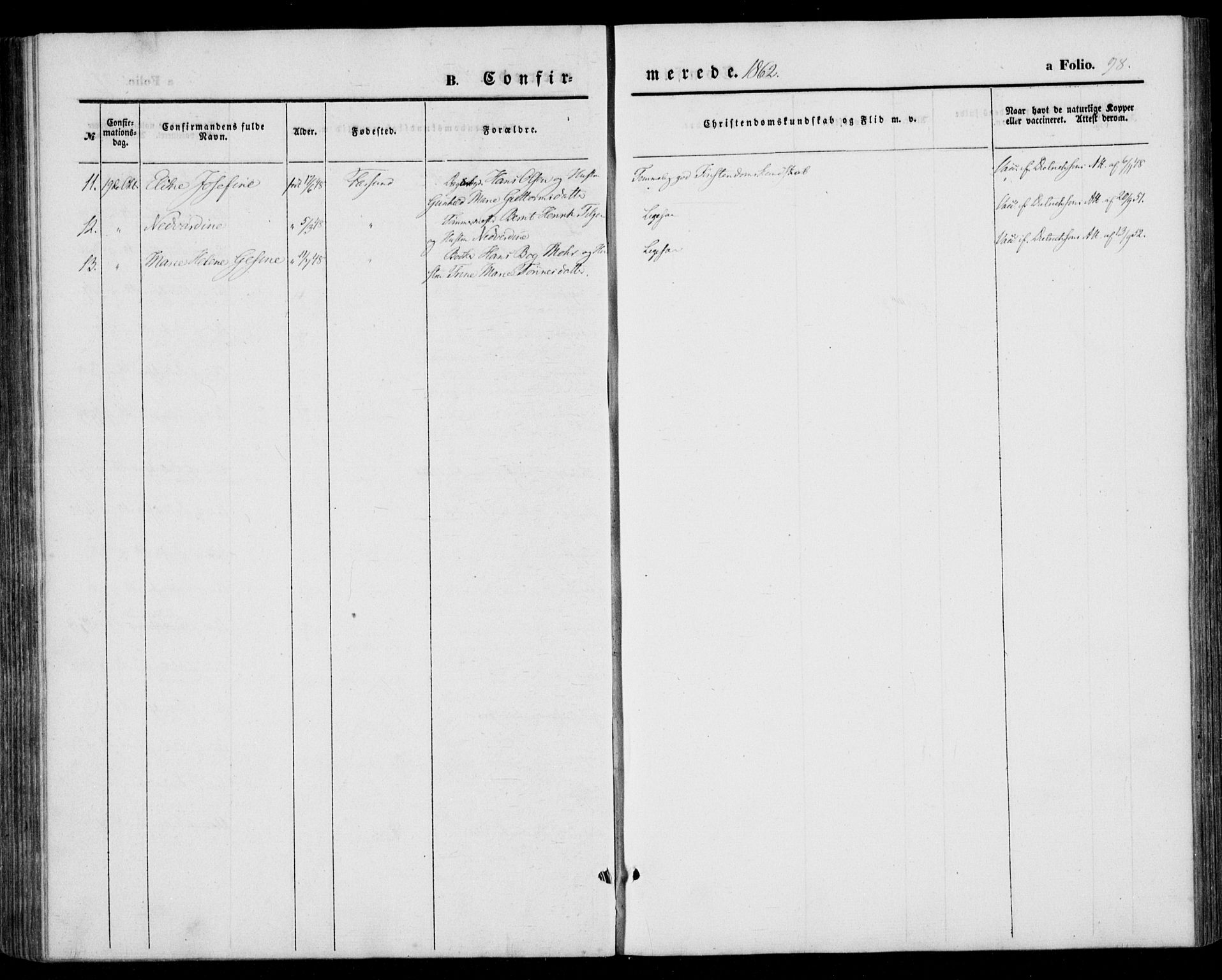 Farsund sokneprestkontor, AV/SAK-1111-0009/F/Fa/L0004: Parish register (official) no. A 4, 1847-1863, p. 98