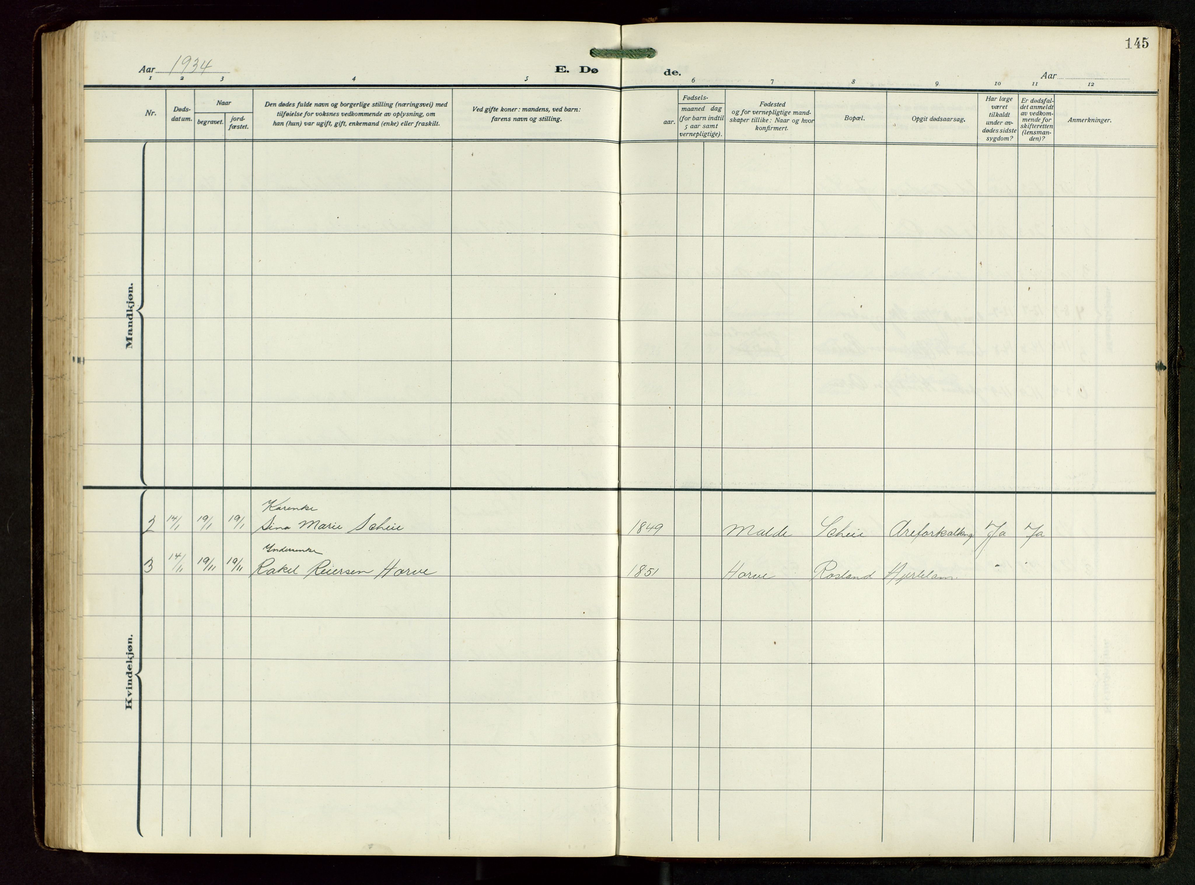 Klepp sokneprestkontor, AV/SAST-A-101803/001/3/30BB/L0008: Parish register (copy) no. B 8, 1918-1949, p. 145