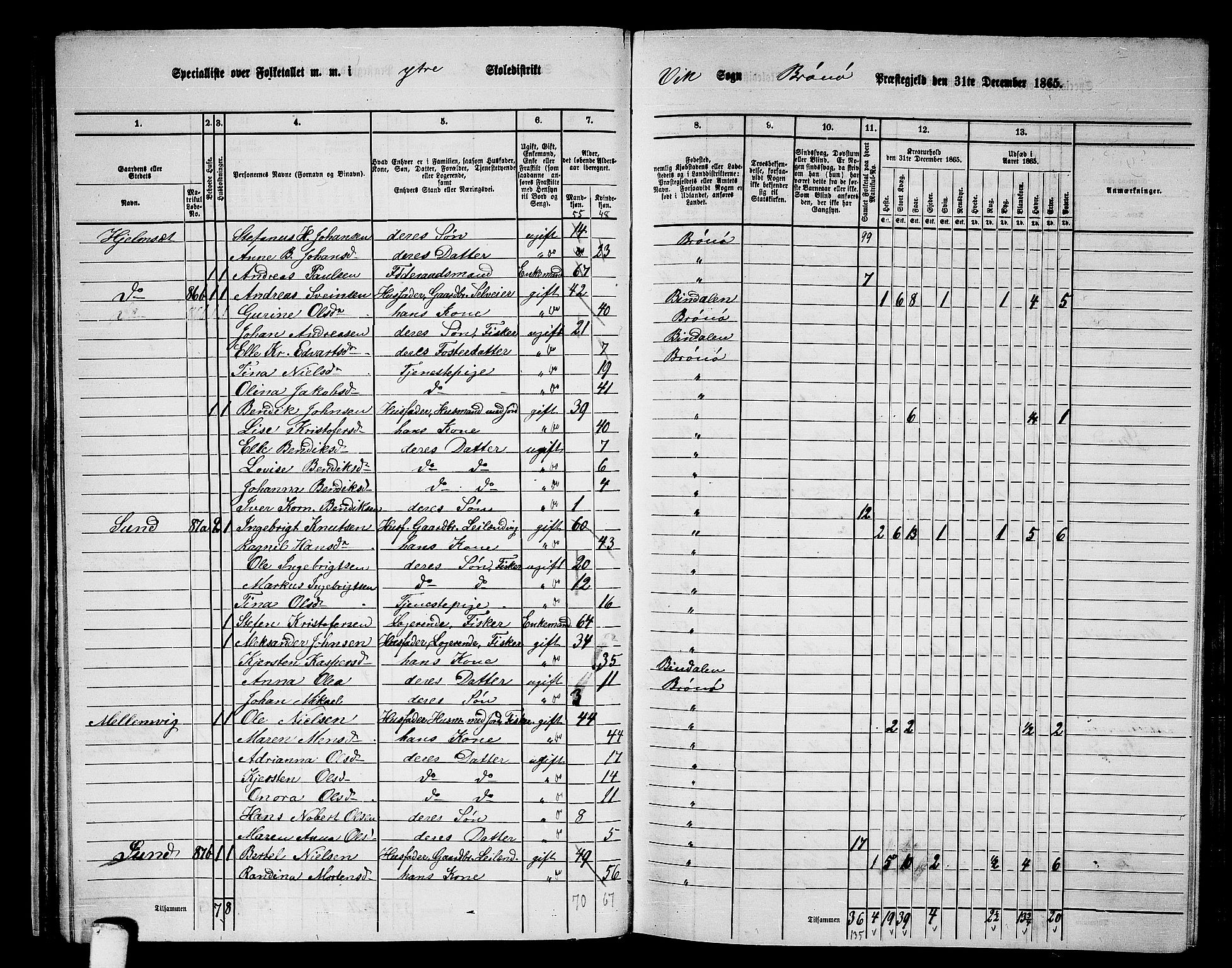 RA, 1865 census for Brønnøy, 1865, p. 37