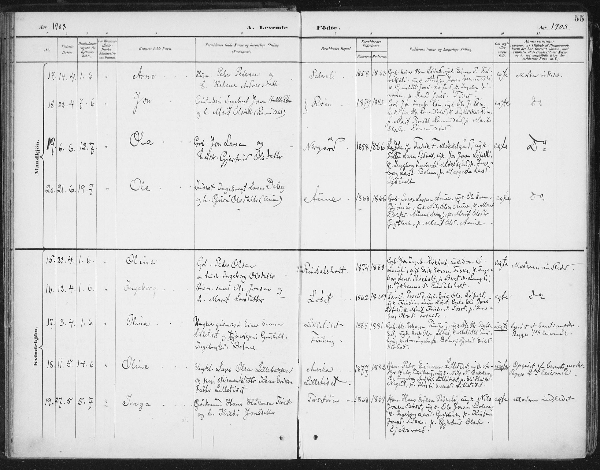 Ministerialprotokoller, klokkerbøker og fødselsregistre - Møre og Romsdal, AV/SAT-A-1454/598/L1072: Parish register (official) no. 598A06, 1896-1910, p. 55