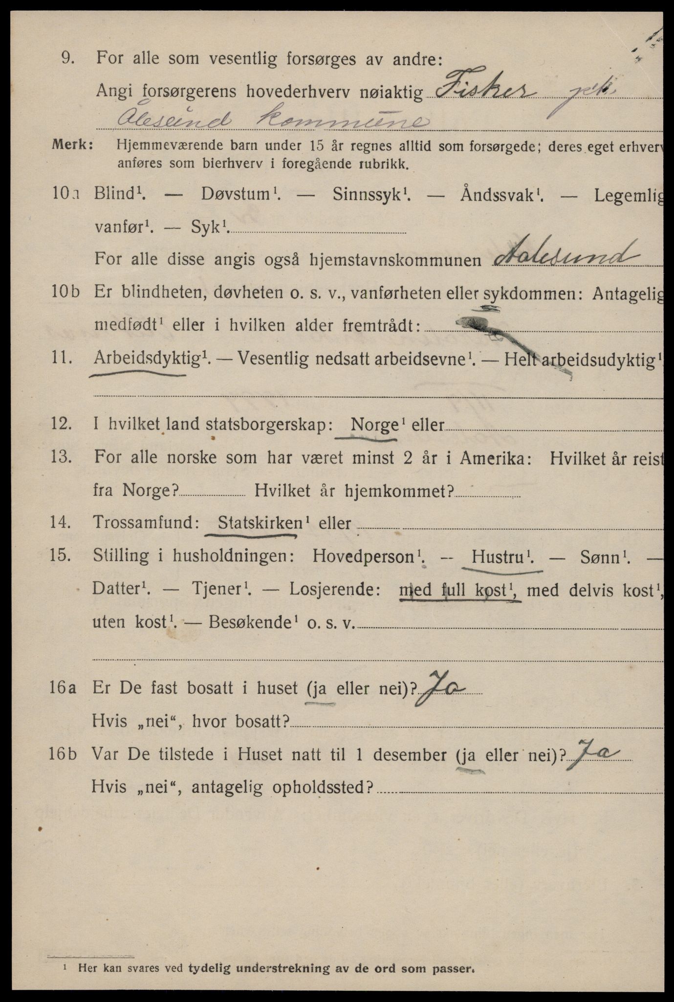 SAT, 1920 census for Ålesund, 1920, p. 11895