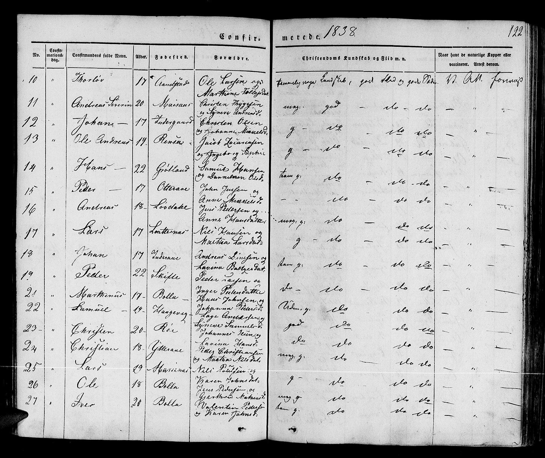 Ibestad sokneprestembete, SATØ/S-0077/H/Ha/Haa/L0006kirke: Parish register (official) no. 6, 1837-1850, p. 122