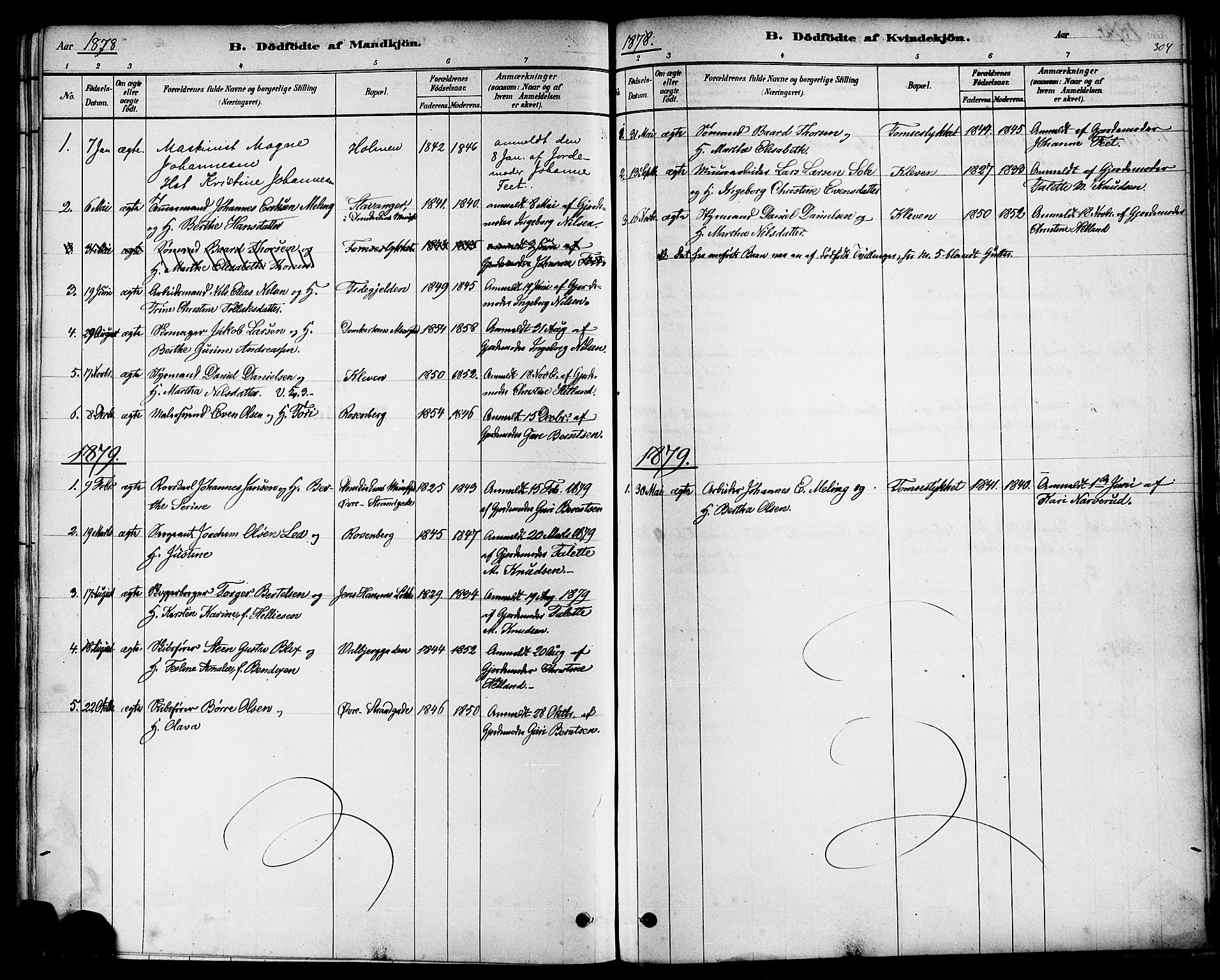 Domkirken sokneprestkontor, SAST/A-101812/001/30/30BA/L0026: Parish register (official) no. A 25, 1878-1889, p. 304
