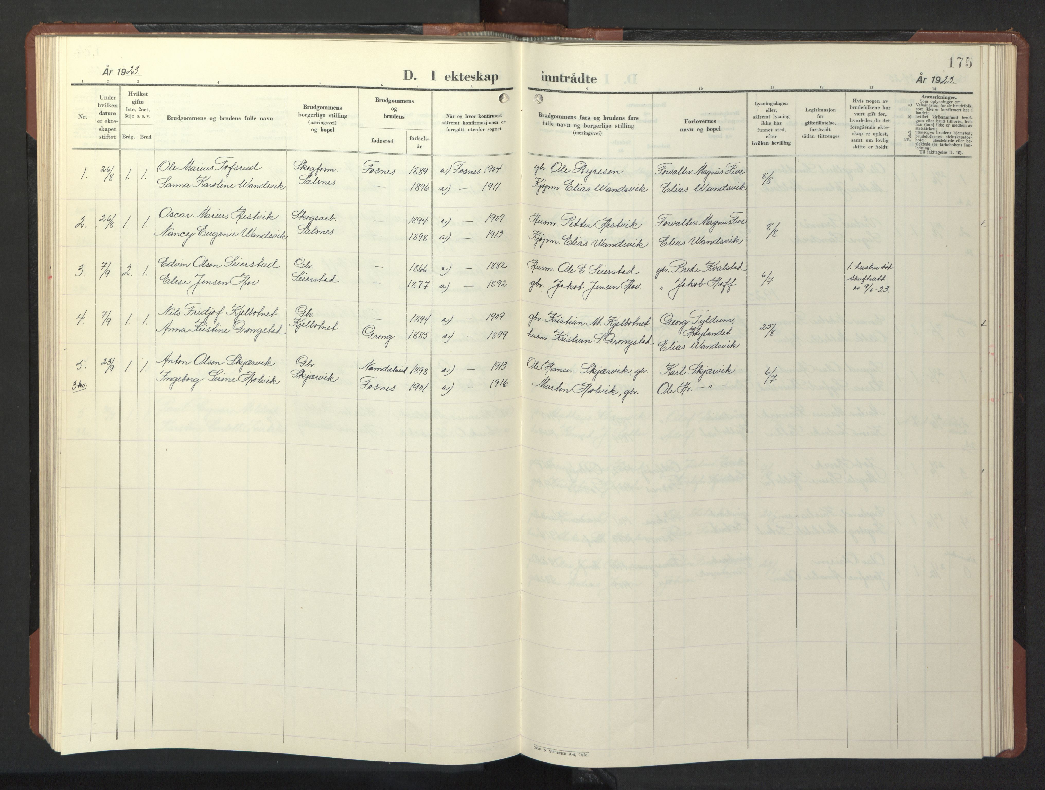 Ministerialprotokoller, klokkerbøker og fødselsregistre - Nord-Trøndelag, SAT/A-1458/773/L0625: Parish register (copy) no. 773C01, 1910-1952, p. 175