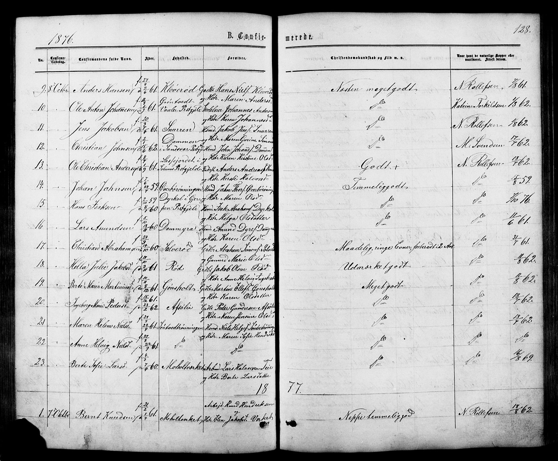 Siljan kirkebøker, SAKO/A-300/G/Ga/L0002: Parish register (copy) no. 2, 1864-1908, p. 128