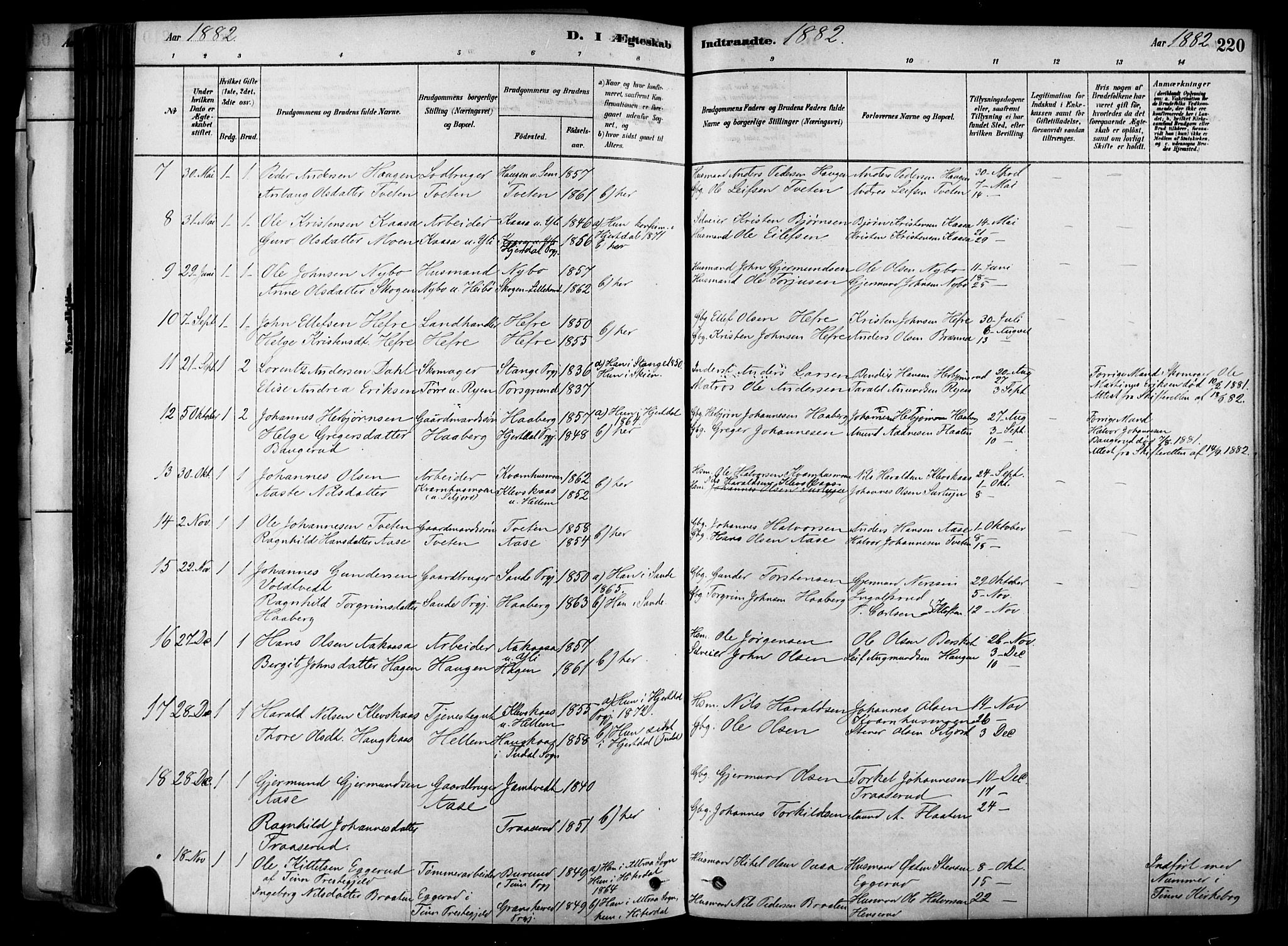 Heddal kirkebøker, AV/SAKO-A-268/F/Fa/L0008: Parish register (official) no. I 8, 1878-1903, p. 220