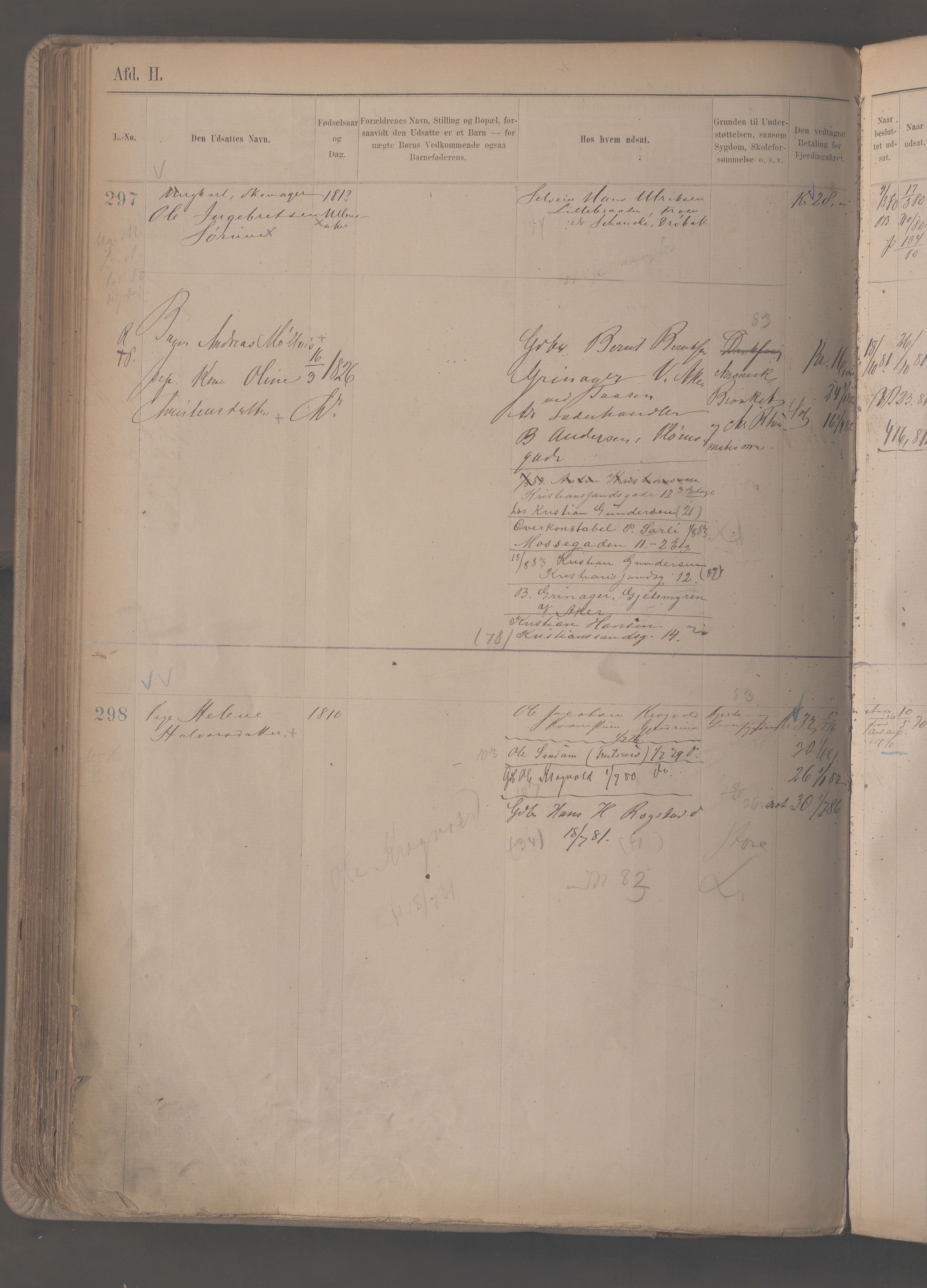 Fattigvesenet, OBA/A-20045/H/Hc/L0002: Manntallsprotokoll. Mnr. 1-592, 1879-1887, p. 313