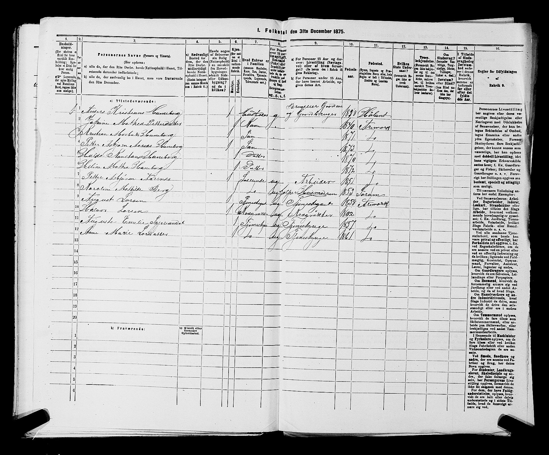 RA, 1875 census for 0118P Aremark, 1875, p. 1003