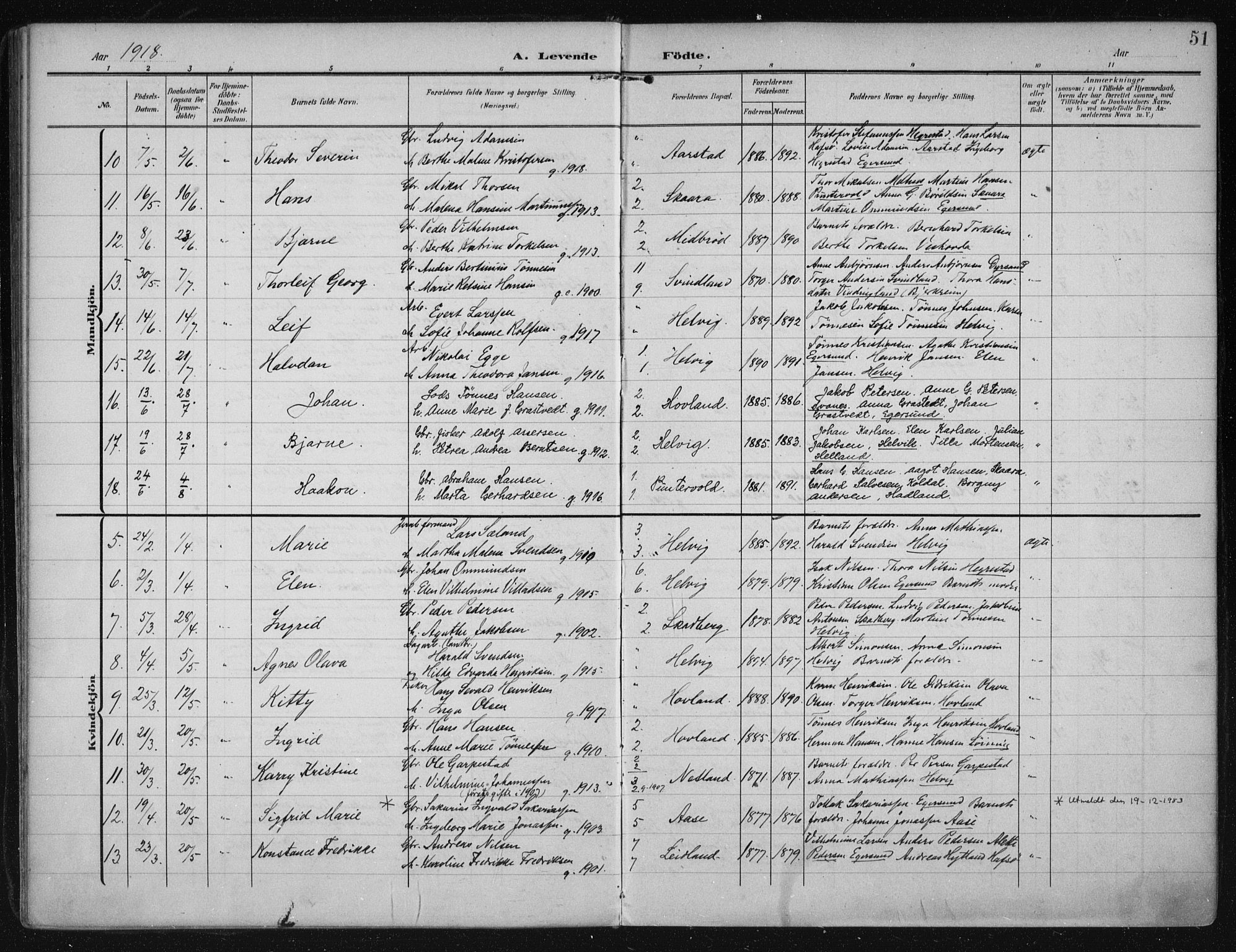 Eigersund sokneprestkontor, AV/SAST-A-101807/S08/L0021: Parish register (official) no. A 20, 1906-1928, p. 51