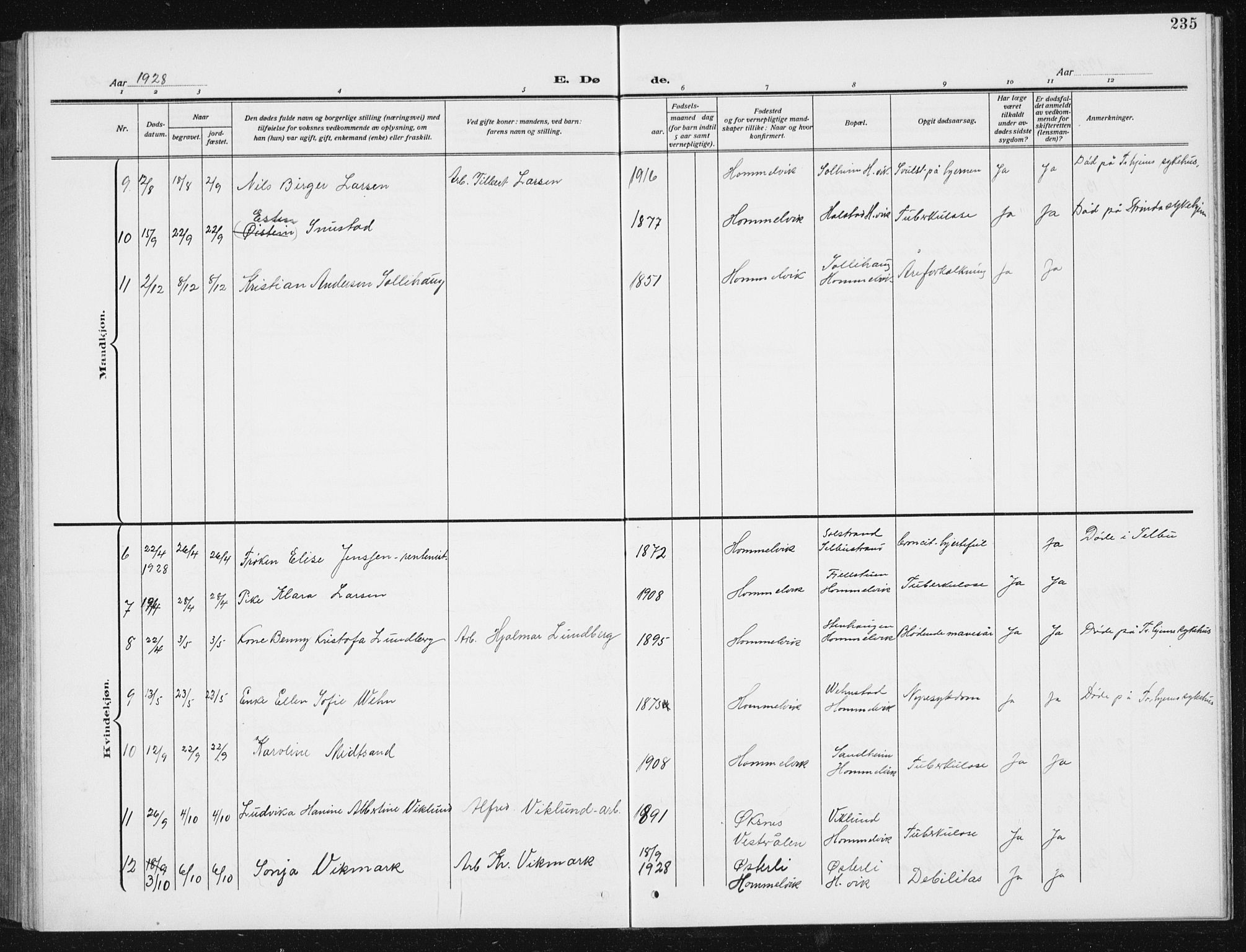 Ministerialprotokoller, klokkerbøker og fødselsregistre - Sør-Trøndelag, SAT/A-1456/617/L0431: Parish register (copy) no. 617C02, 1910-1936, p. 235
