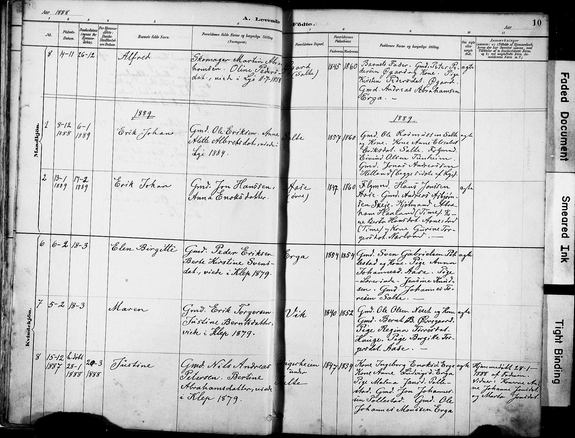 Klepp sokneprestkontor, AV/SAST-A-101803/001/3/30BA/L0007: Parish register (official) no. A 8, 1886-1912, p. 10