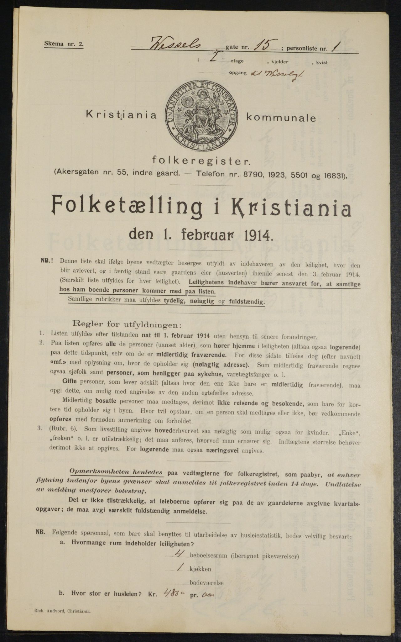 OBA, Municipal Census 1914 for Kristiania, 1914, p. 129183