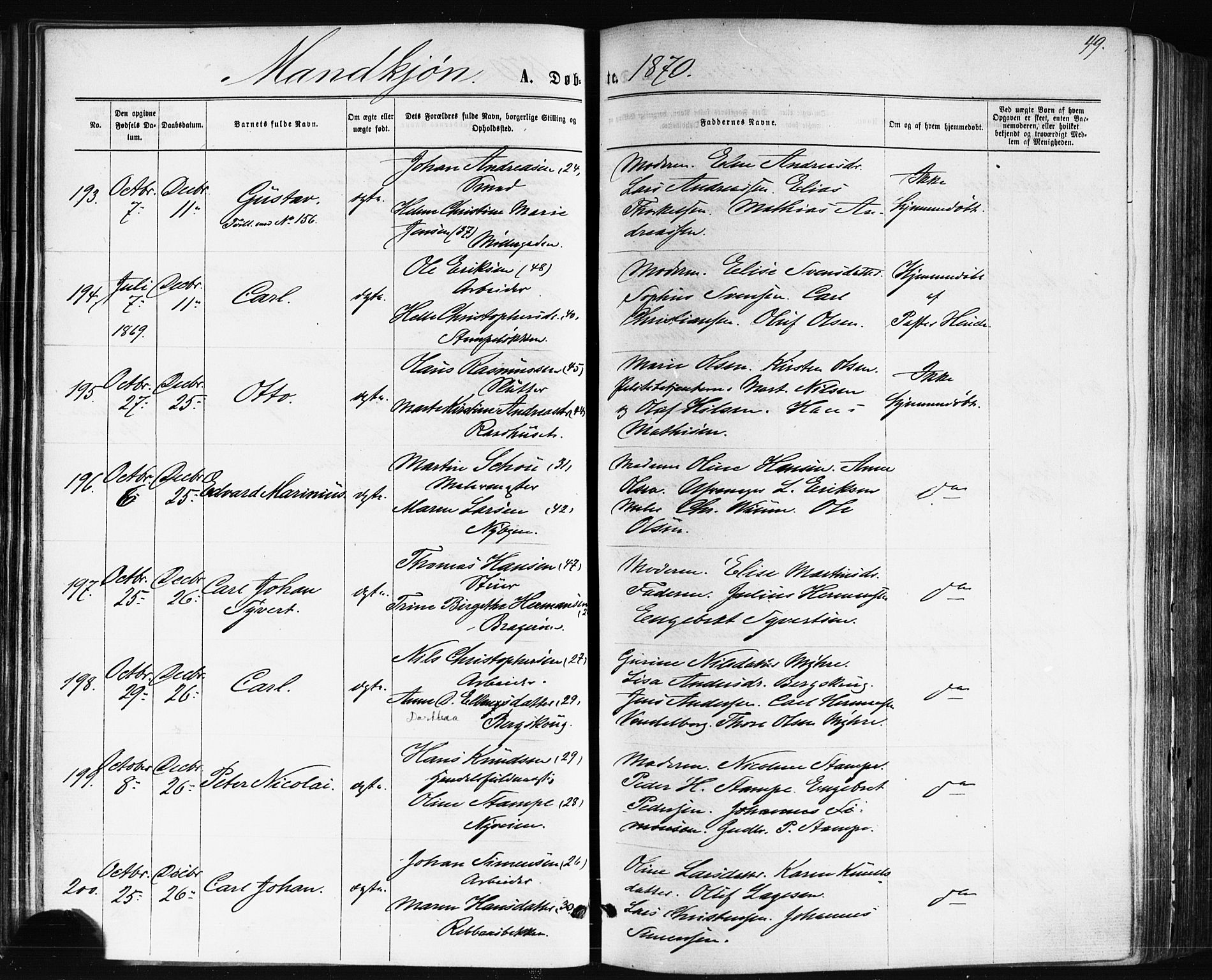 Bragernes kirkebøker, AV/SAKO-A-6/F/Fb/L0004: Parish register (official) no. II 4, 1869-1875, p. 49