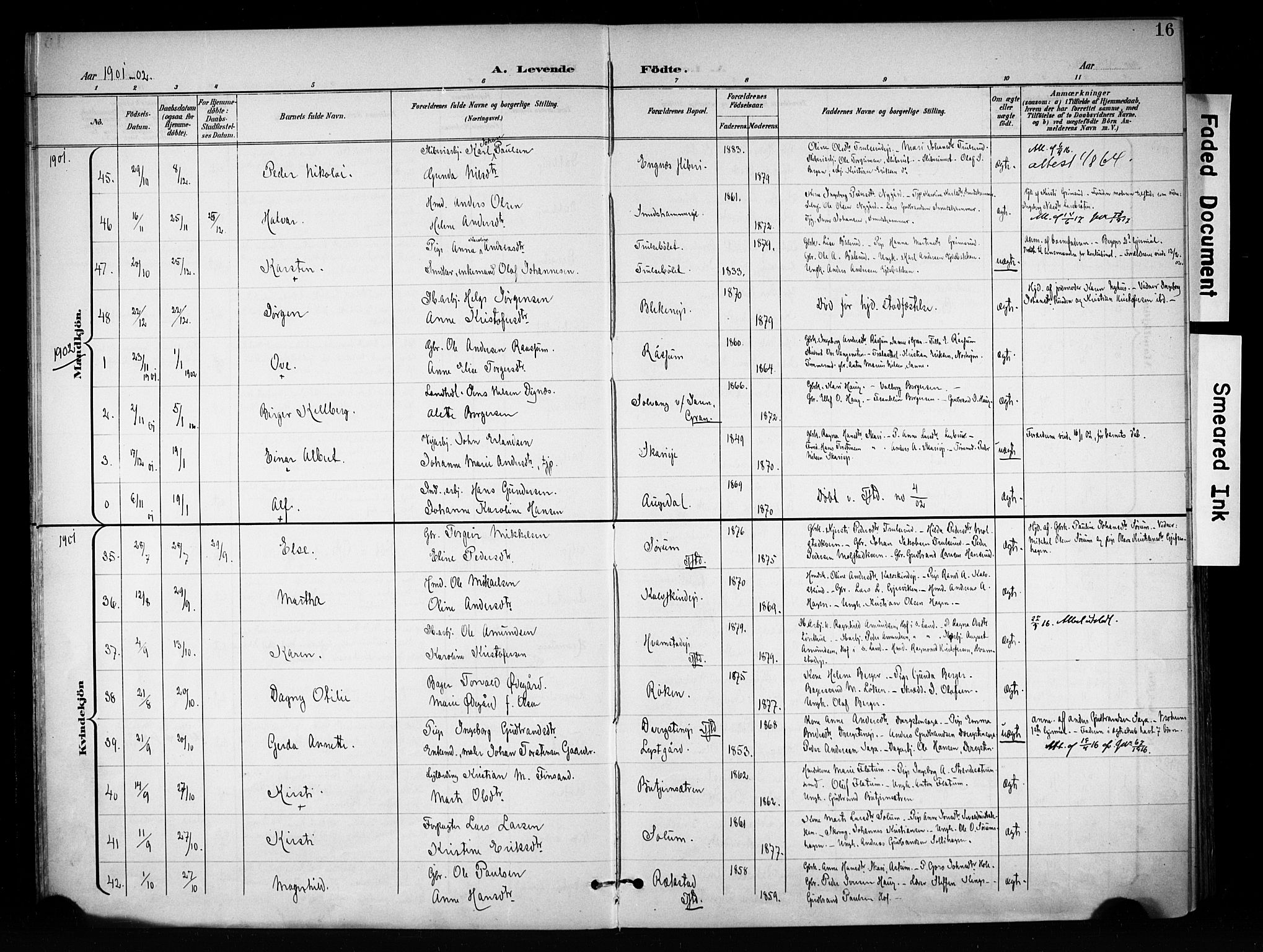 Brandbu prestekontor, SAH/PREST-114/H/Ha/Haa/L0001: Parish register (official) no. 1, 1900-1912, p. 16
