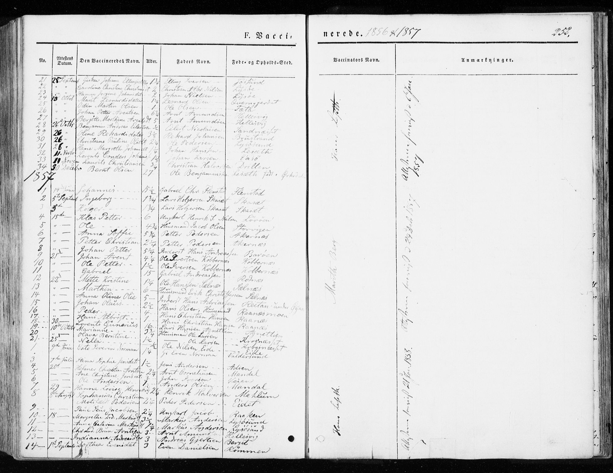 Ministerialprotokoller, klokkerbøker og fødselsregistre - Sør-Trøndelag, SAT/A-1456/655/L0677: Parish register (official) no. 655A06, 1847-1860, p. 252