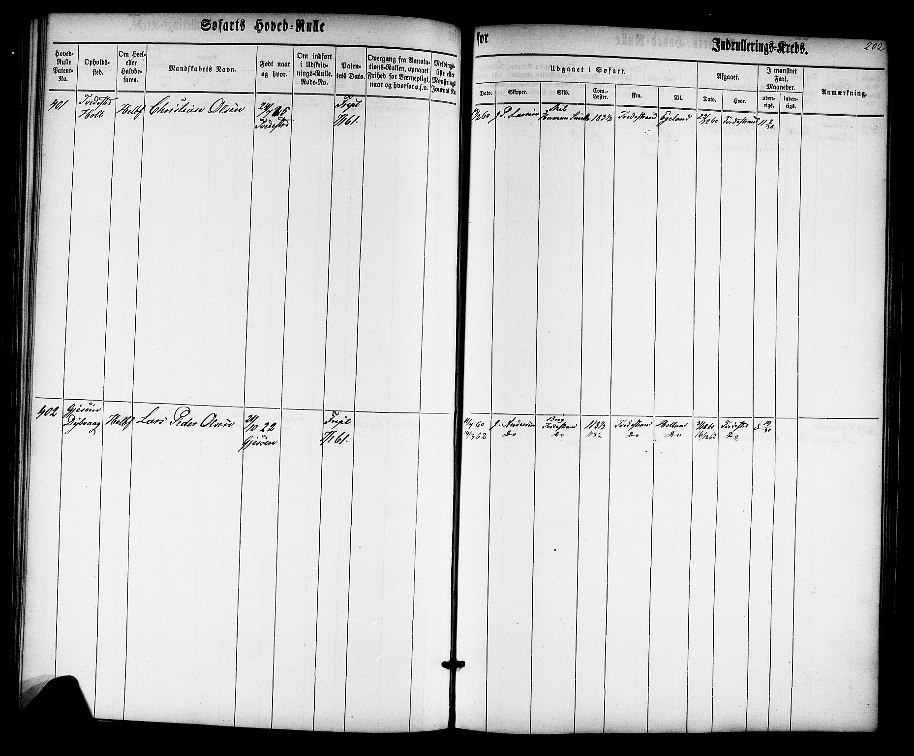 Tvedestrand mønstringskrets, SAK/2031-0011/F/Fb/L0012: Hovedrulle nr 1-574, U-28, 1860-1870, p. 206