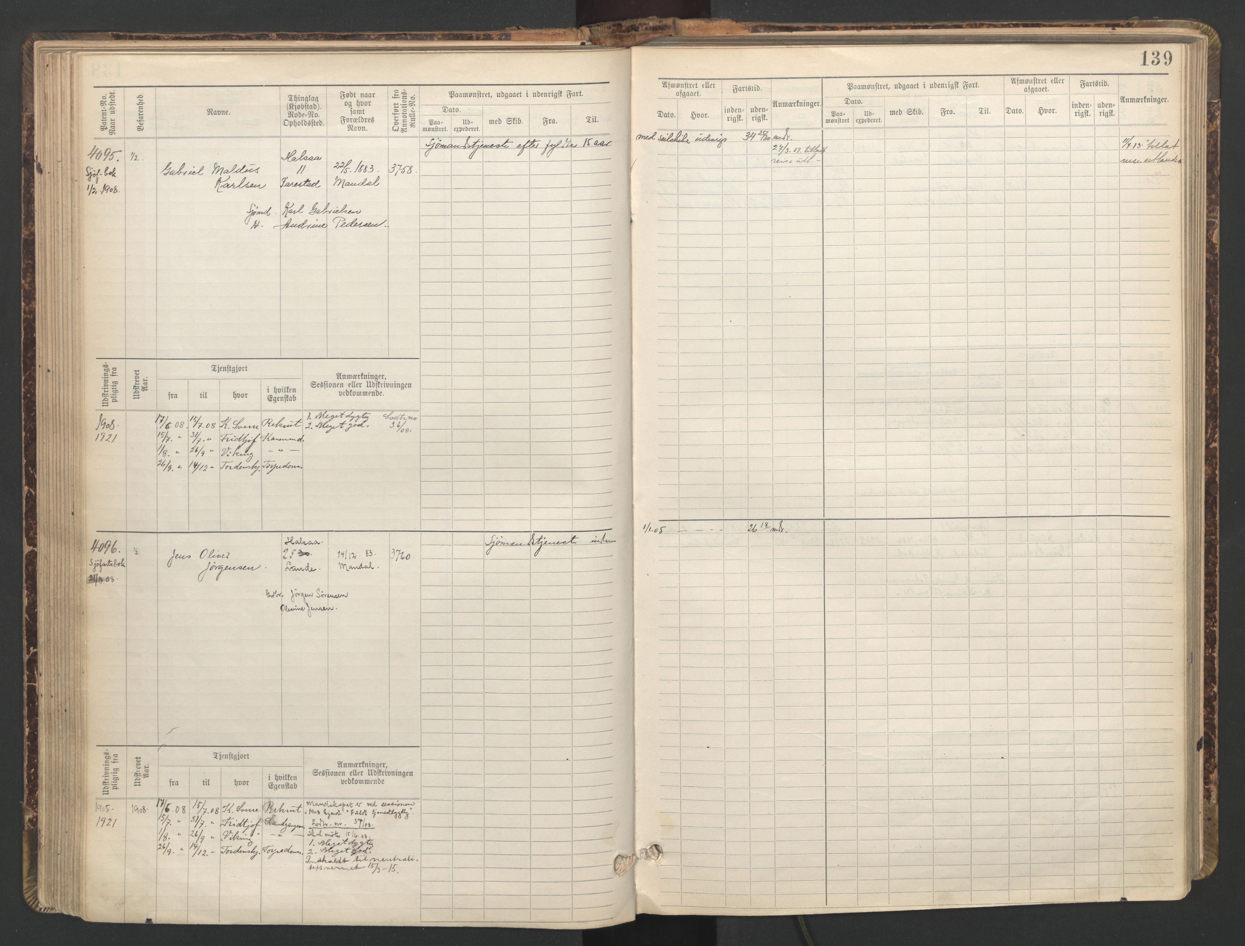 Mandal mønstringskrets, AV/SAK-2031-0016/F/Fb/L0016: Hovedrulle nr 3820-4582, Y-25, 1898-1948, p. 140