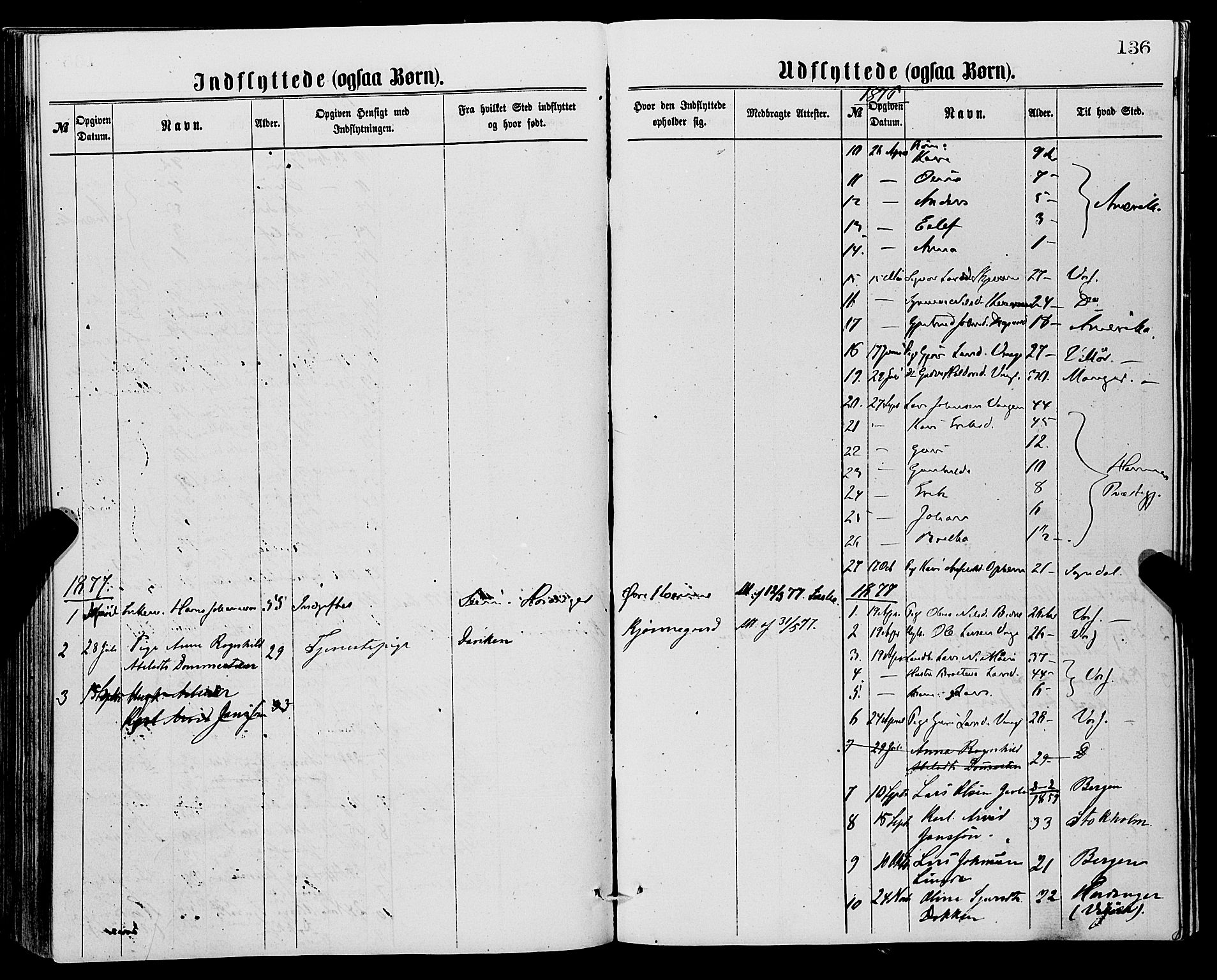 Vossestrand Sokneprestembete, SAB/A-79101/H/Haa: Parish register (official) no. A 1, 1866-1877, p. 136