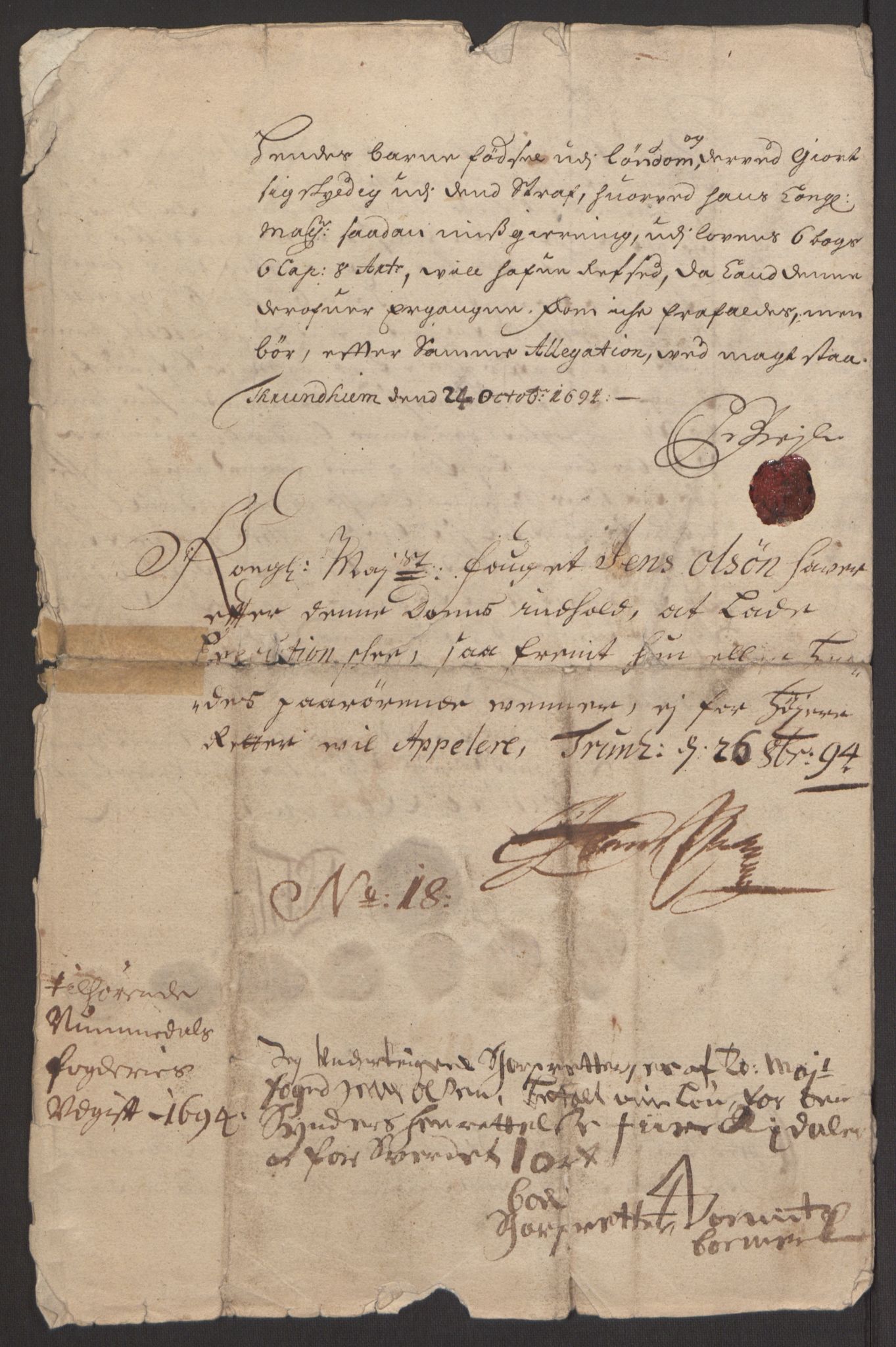 Rentekammeret inntil 1814, Reviderte regnskaper, Fogderegnskap, RA/EA-4092/R64/L4424: Fogderegnskap Namdal, 1692-1695, p. 449