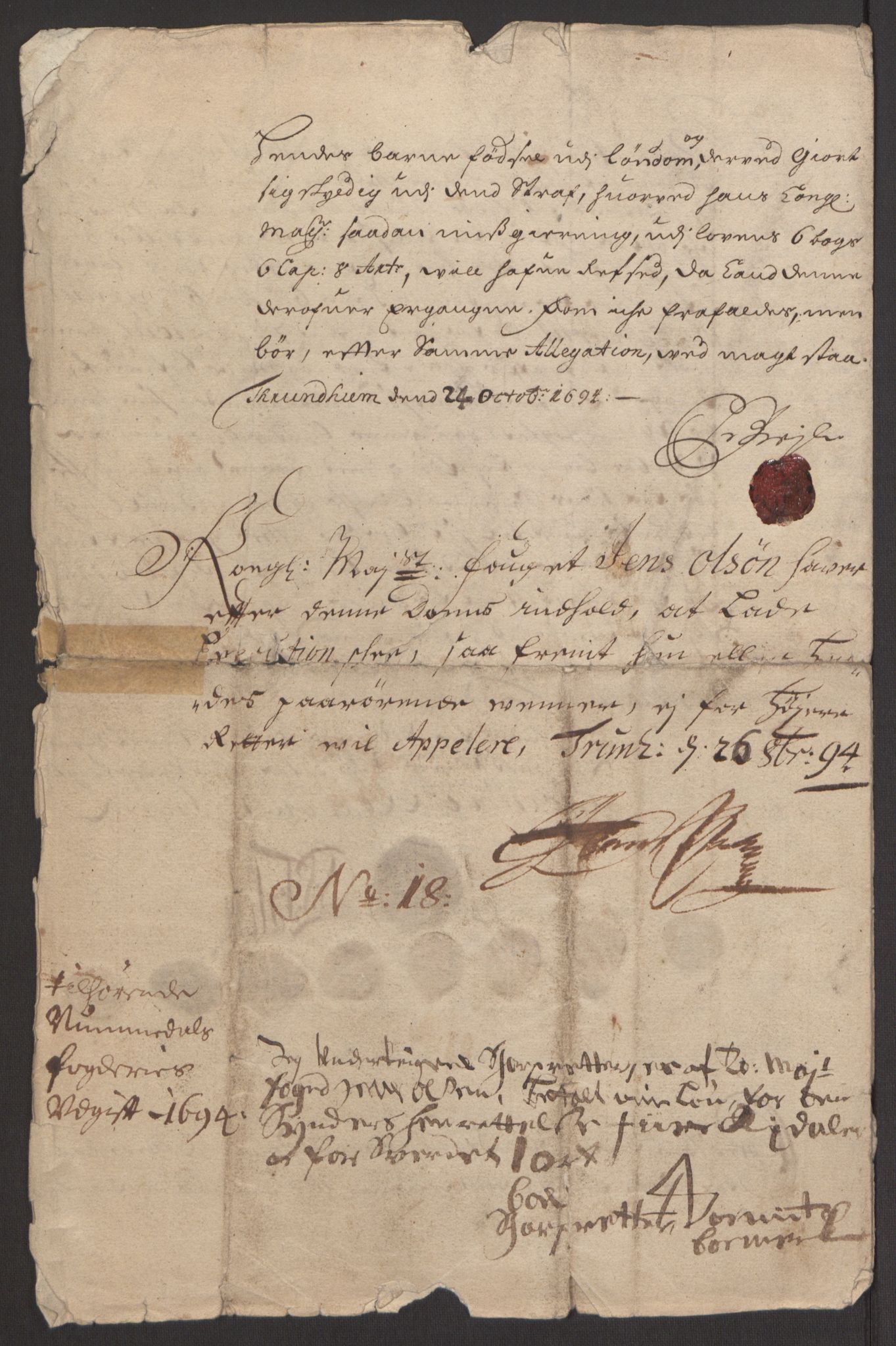 Rentekammeret inntil 1814, Reviderte regnskaper, Fogderegnskap, AV/RA-EA-4092/R64/L4424: Fogderegnskap Namdal, 1692-1695, p. 449