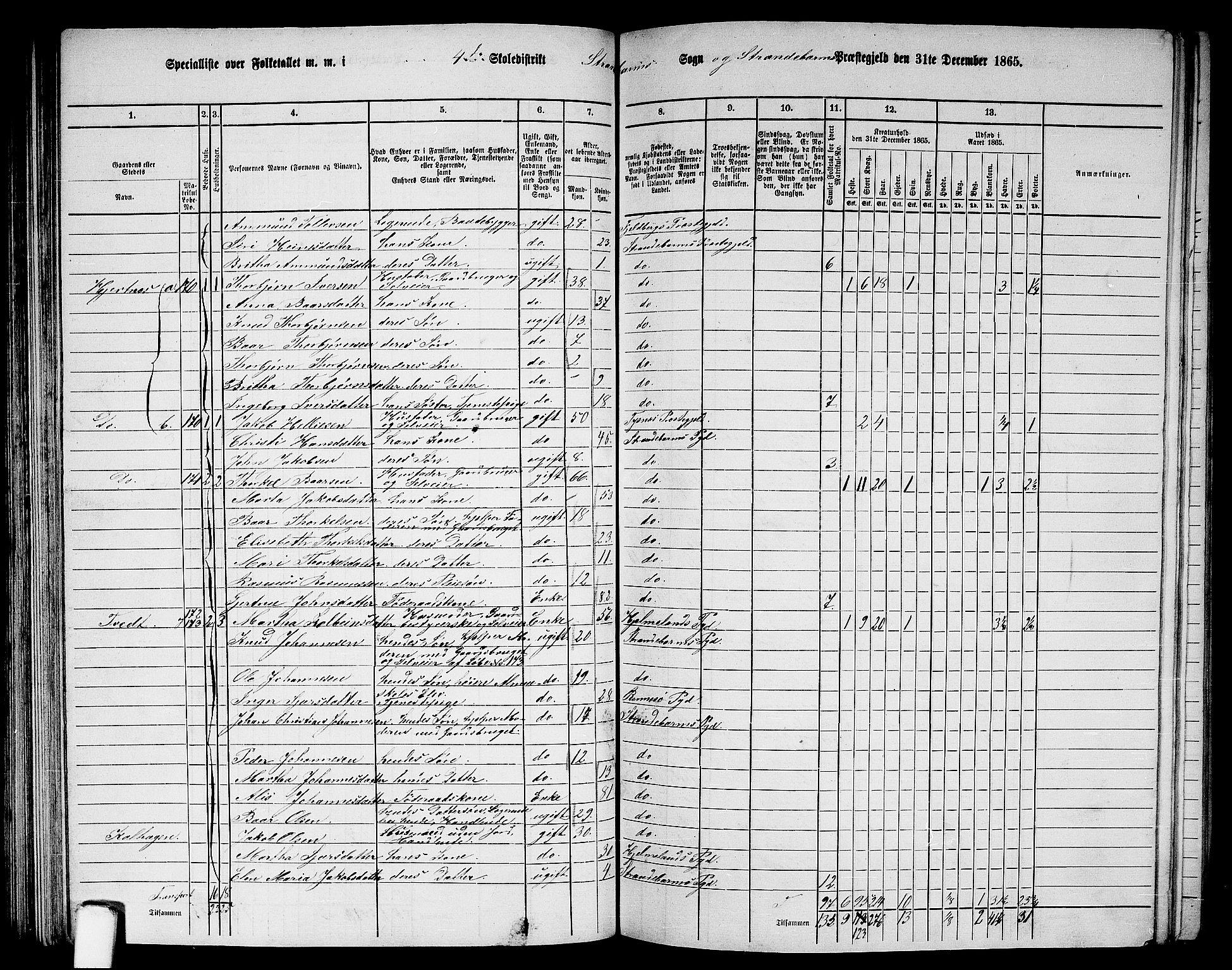 RA, 1865 census for Strandebarm, 1865, p. 91