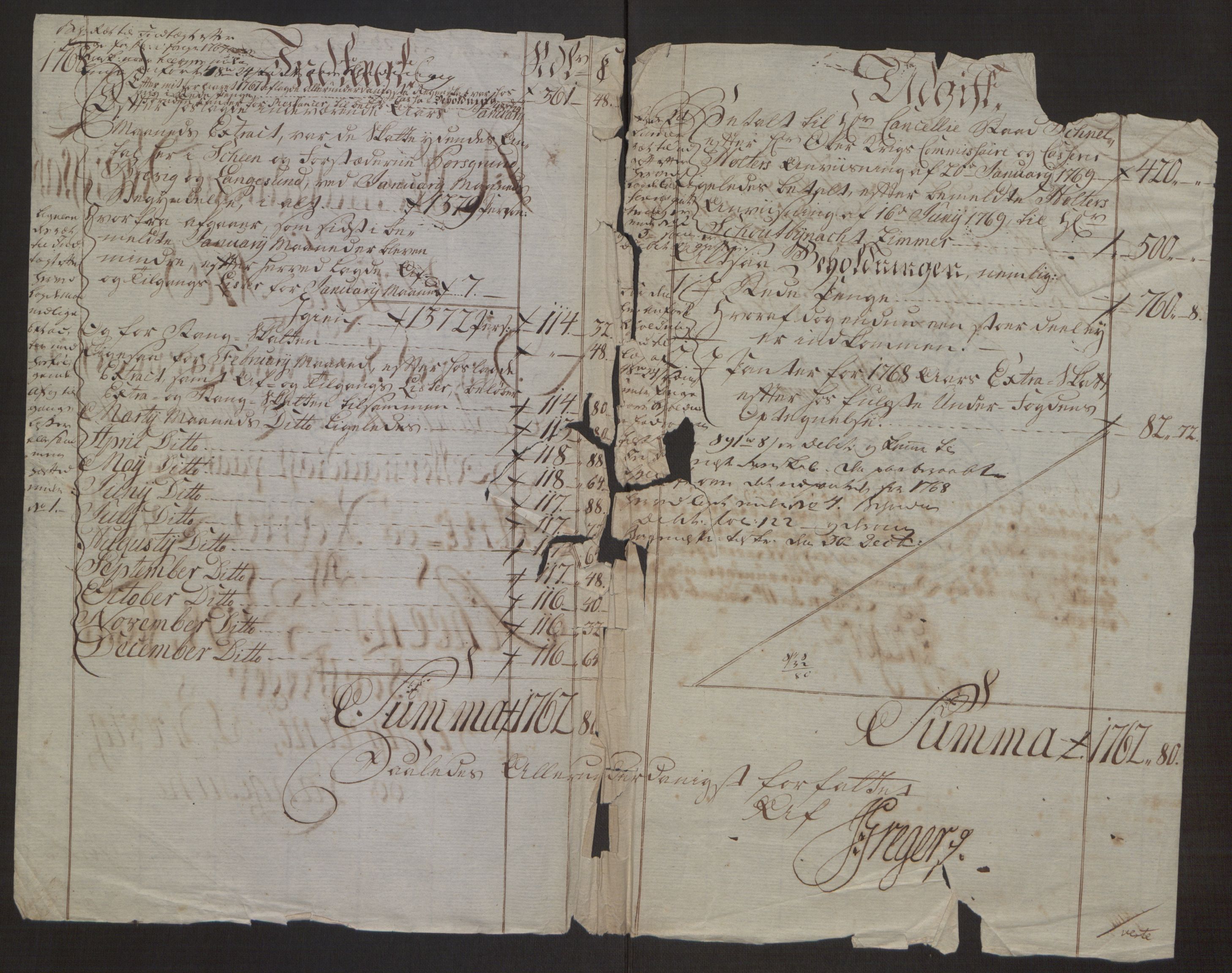 Rentekammeret inntil 1814, Reviderte regnskaper, Byregnskaper, RA/EA-4066/R/Rj/L0198/0001: [J4] Kontribusjonsregnskap / Ekstraskatt, 1762-1768, p. 472