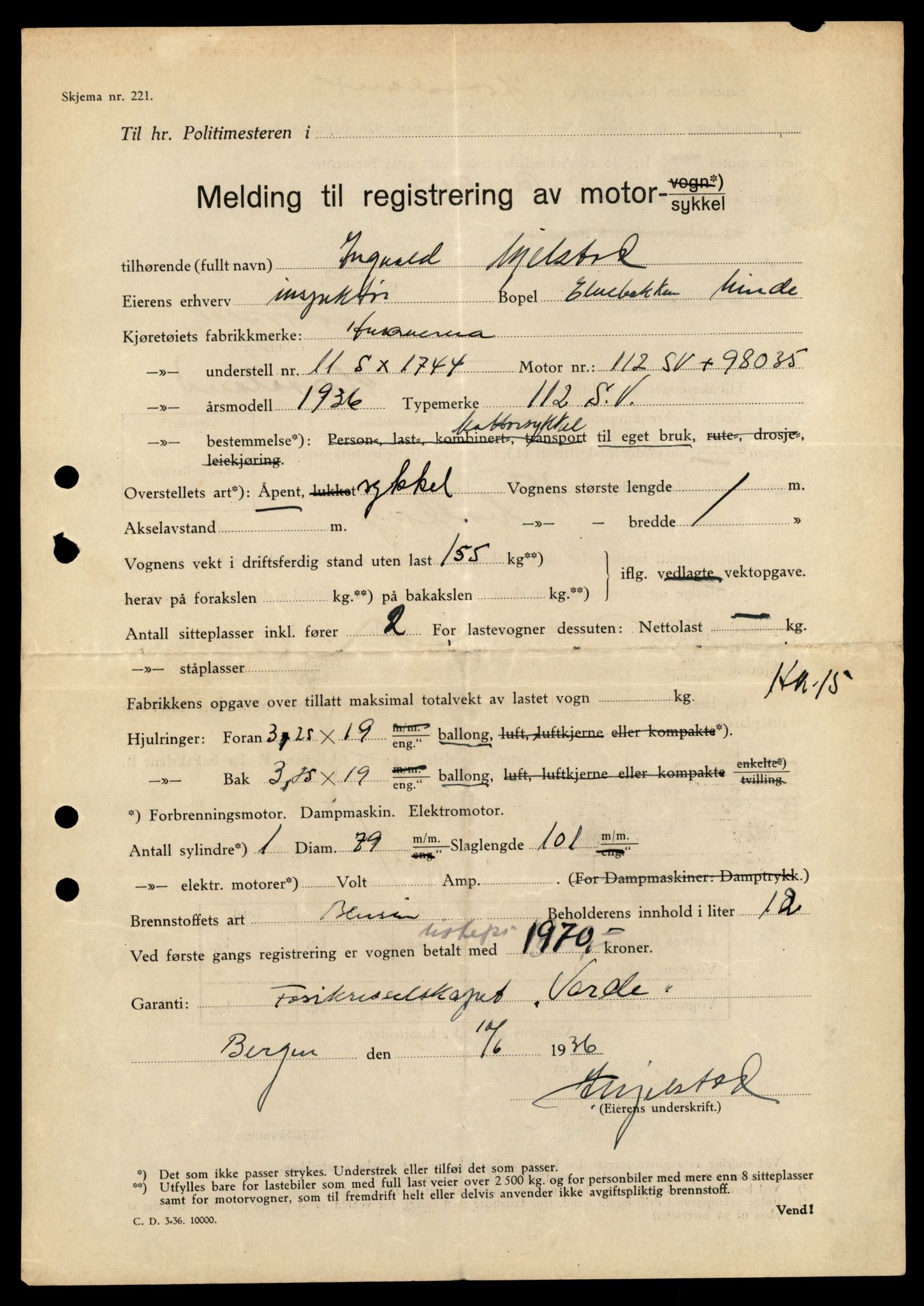 Møre og Romsdal vegkontor - Ålesund trafikkstasjon, AV/SAT-A-4099/F/Fe/L0040: Registreringskort for kjøretøy T 13531 - T 13709, 1927-1998, p. 112