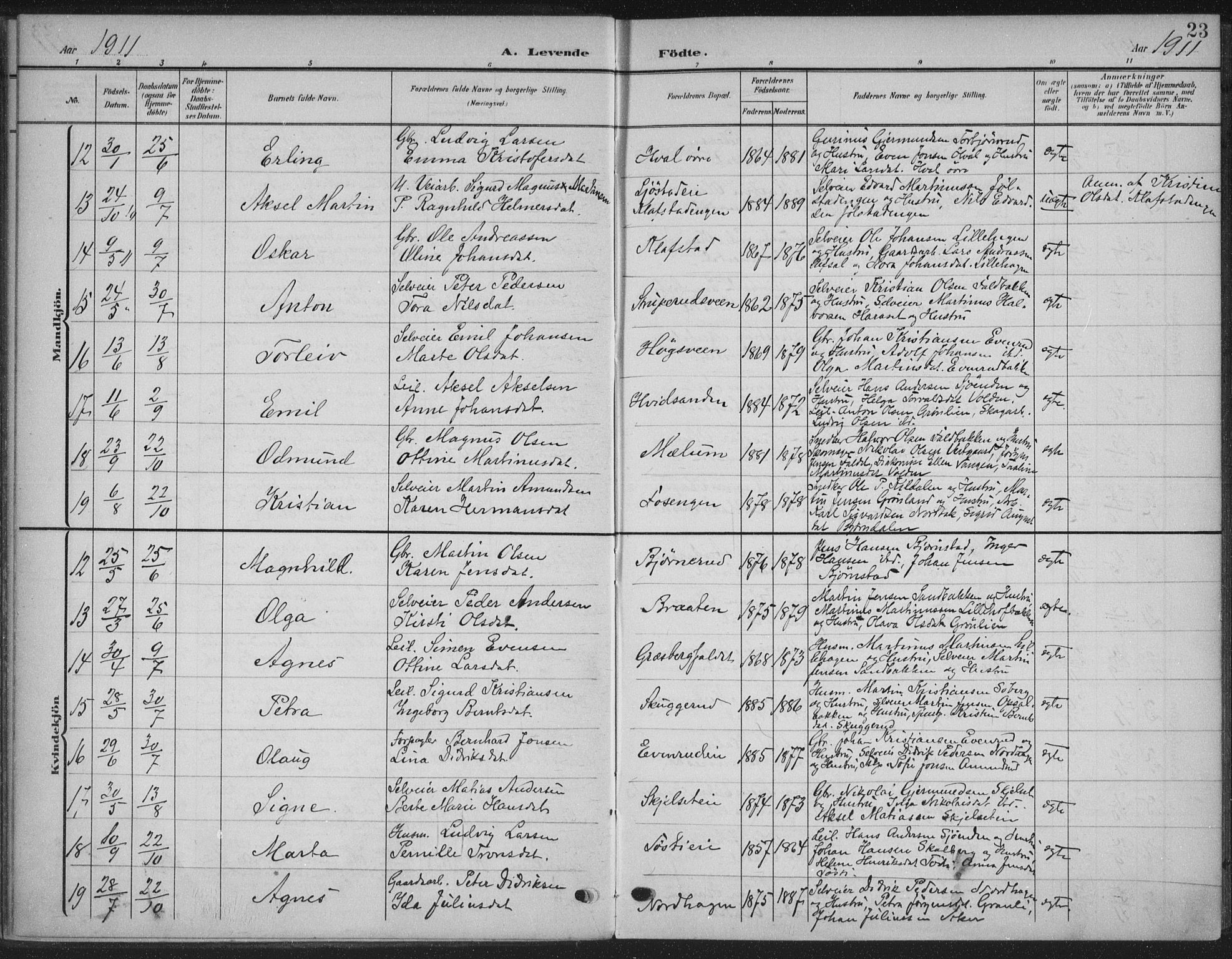 Romedal prestekontor, AV/SAH-PREST-004/K/L0009: Parish register (official) no. 9, 1906-1929, p. 23