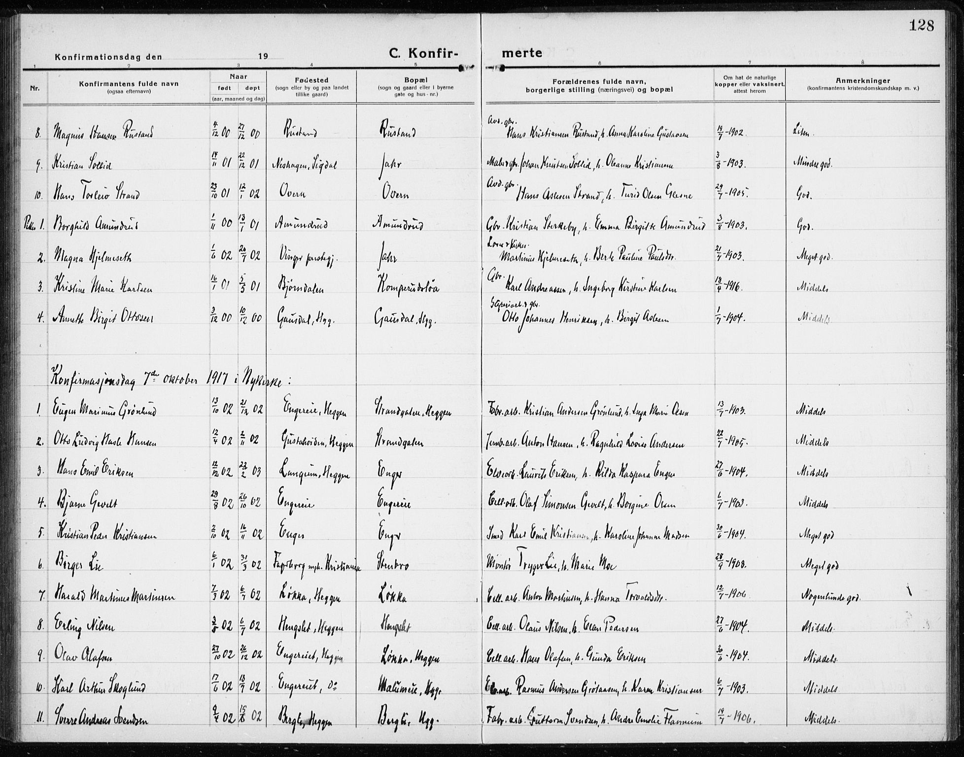 Modum kirkebøker, AV/SAKO-A-234/G/Gc/L0002: Parish register (copy) no. III 2, 1919-1935, p. 128