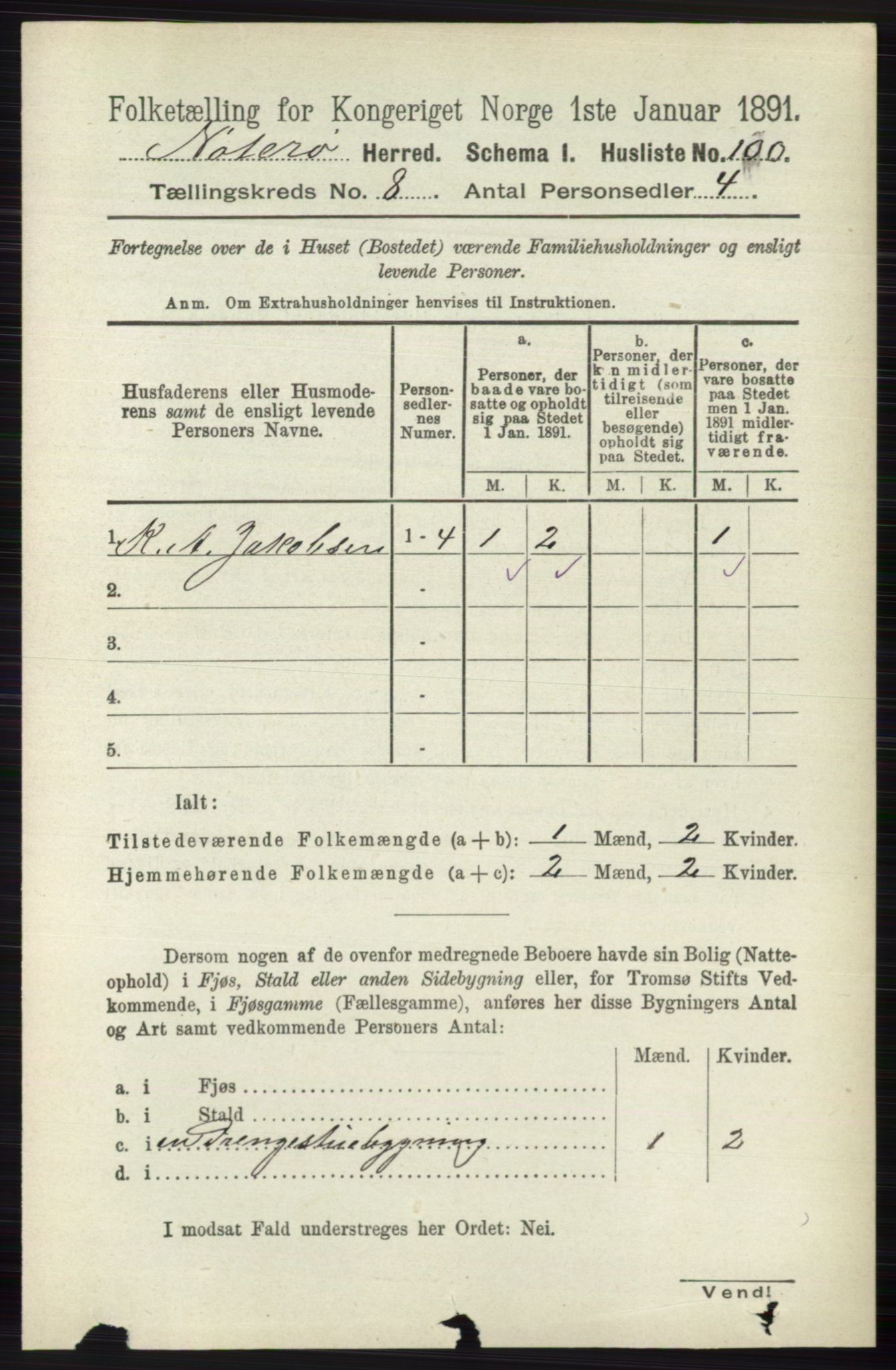 RA, 1891 census for 0722 Nøtterøy, 1891, p. 3850