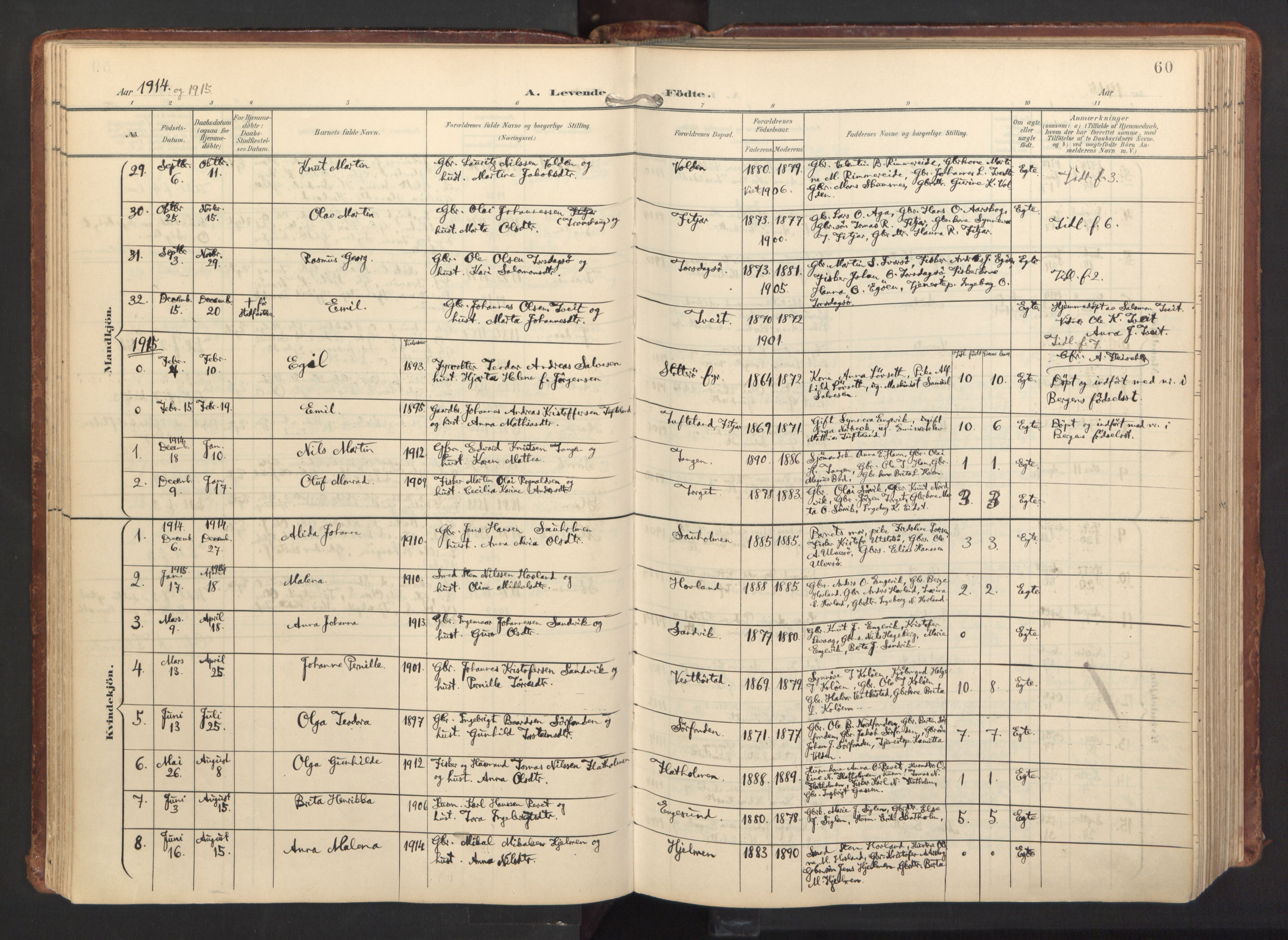 Fitjar sokneprestembete, SAB/A-99926: Parish register (official) no. A 3, 1900-1918, p. 60