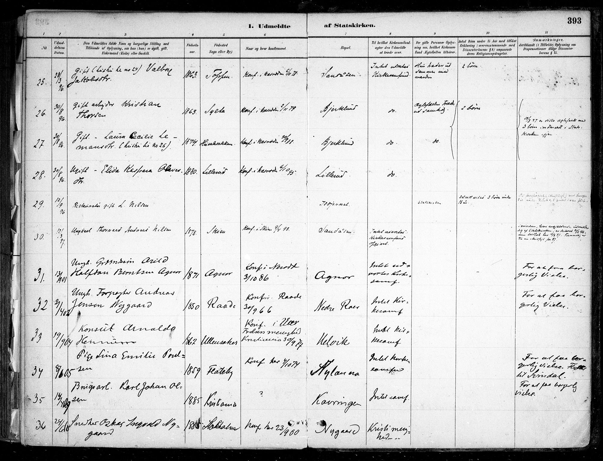 Nesodden prestekontor Kirkebøker, SAO/A-10013/F/Fa/L0009: Parish register (official) no. I 9, 1880-1915, p. 393