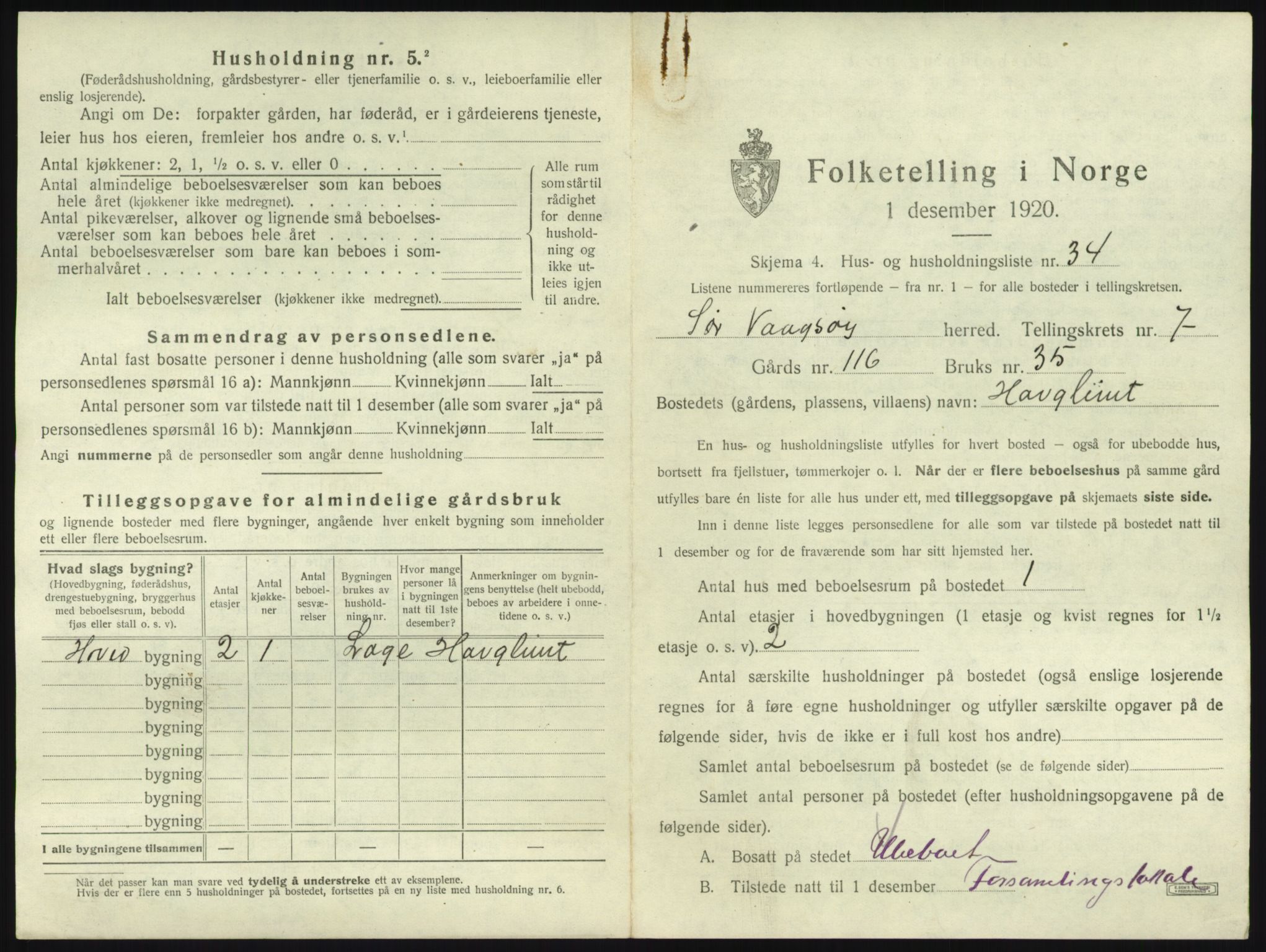 SAB, 1920 census for Sør-Vågsøy, 1920, p. 531