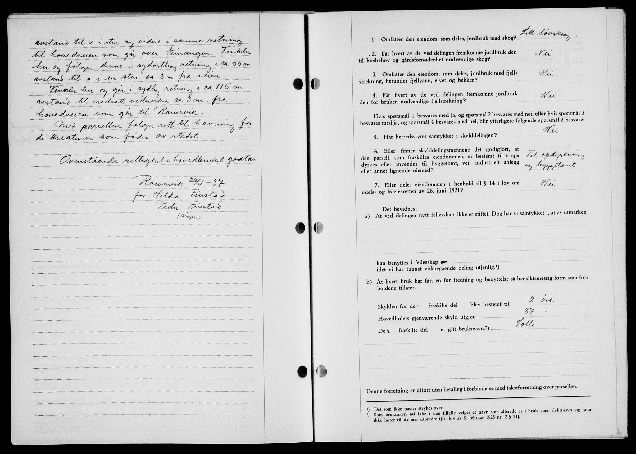 Lofoten sorenskriveri, SAT/A-0017/1/2/2C/L0003a: Mortgage book no. 3a, 1937-1938, Diary no: : 2437/1937