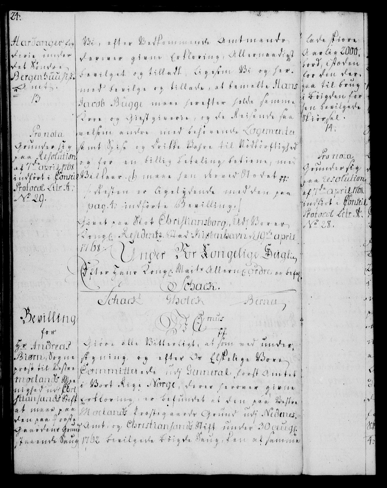 Rentekammeret, Kammerkanselliet, RA/EA-3111/G/Gg/Gga/L0008: Norsk ekspedisjonsprotokoll med register (merket RK 53.8), 1768-1771, p. 24