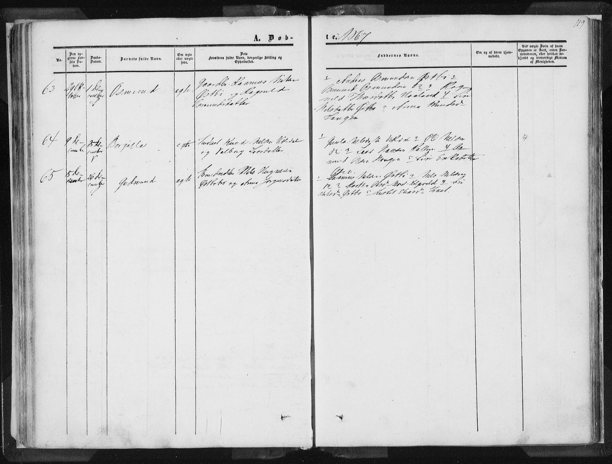 Vikedal sokneprestkontor, AV/SAST-A-101840/01/IV: Parish register (official) no. A 6.1, 1851-1867, p. 119