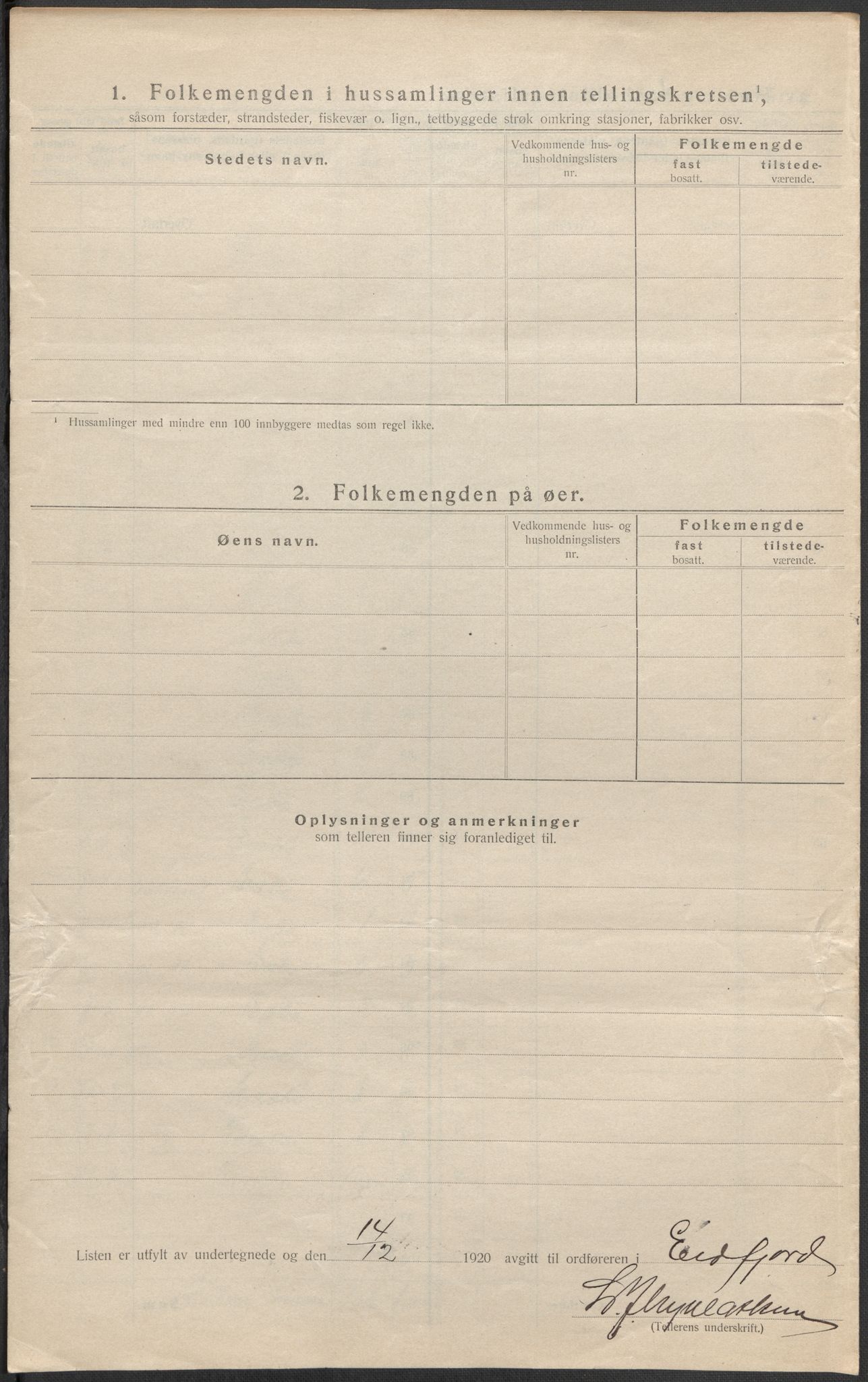 SAB, 1920 census for Eidfjord, 1920, p. 25