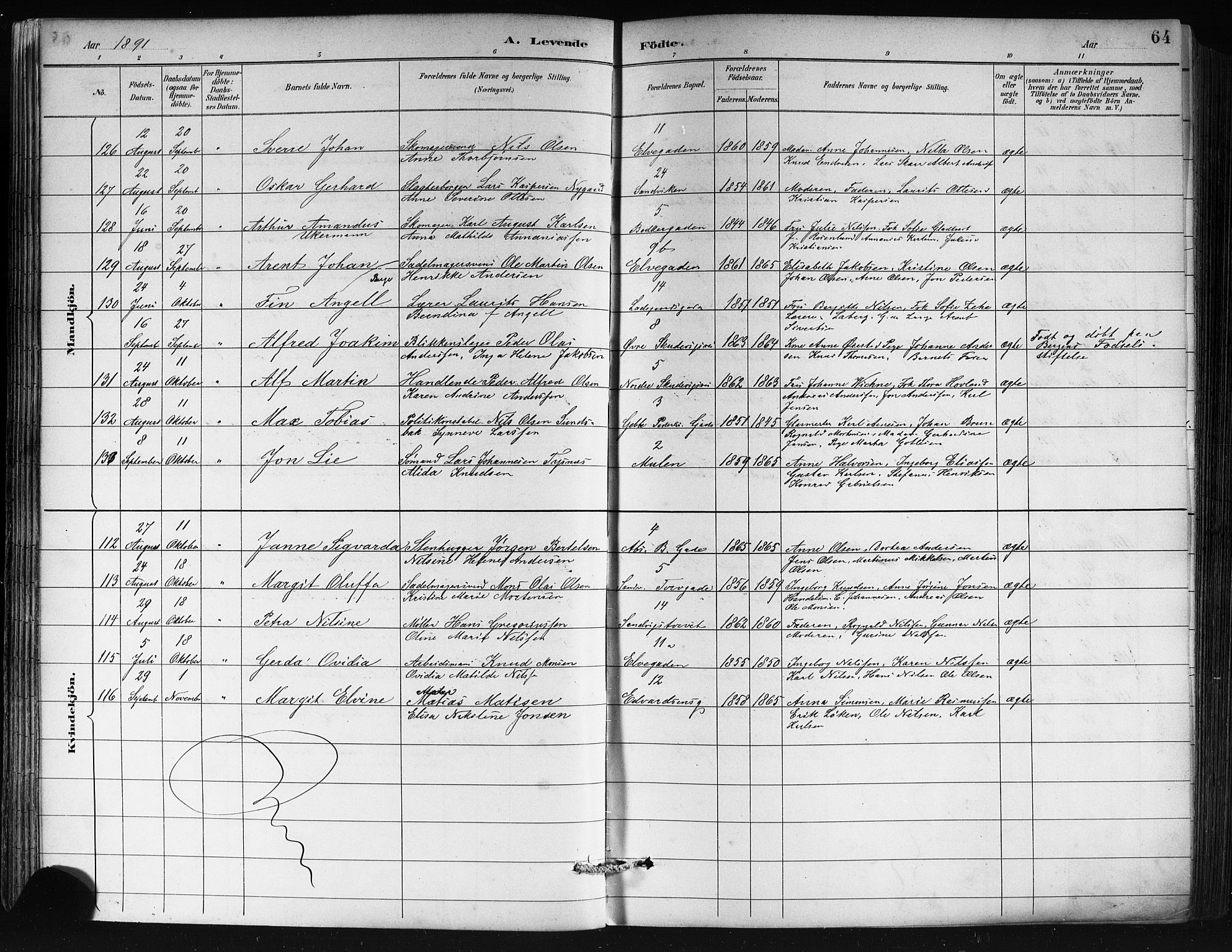 Sandviken Sokneprestembete, AV/SAB-A-77601/H/Hb/L0002: Parish register (copy) no. A 3, 1888-1902, p. 64