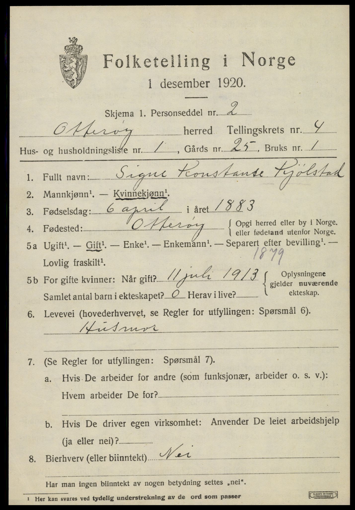 SAT, 1920 census for Otterøy, 1920, p. 1759