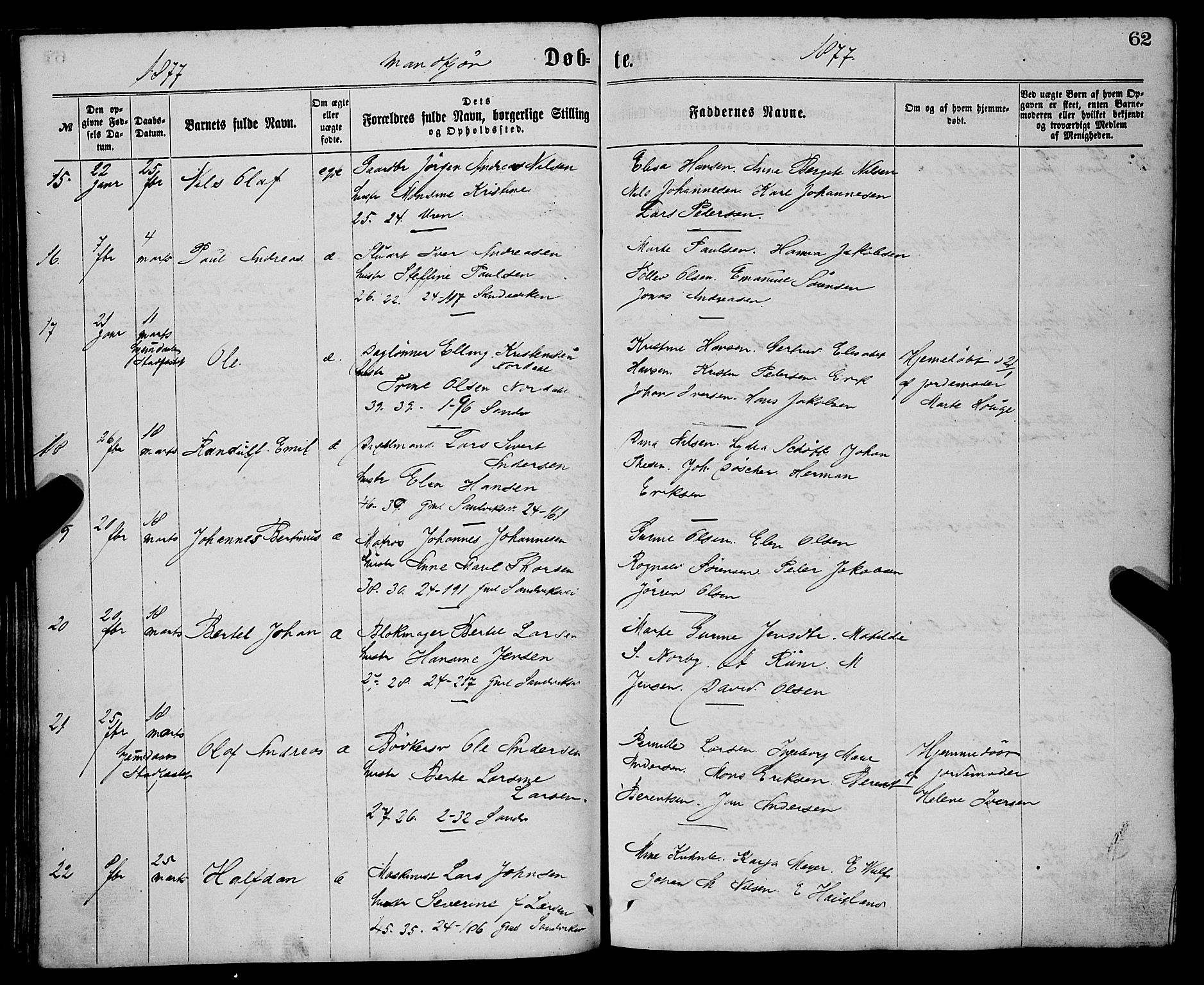 Sandviken Sokneprestembete, AV/SAB-A-77601/H/Ha/L0001: Parish register (official) no. A 1, 1867-1877, p. 62