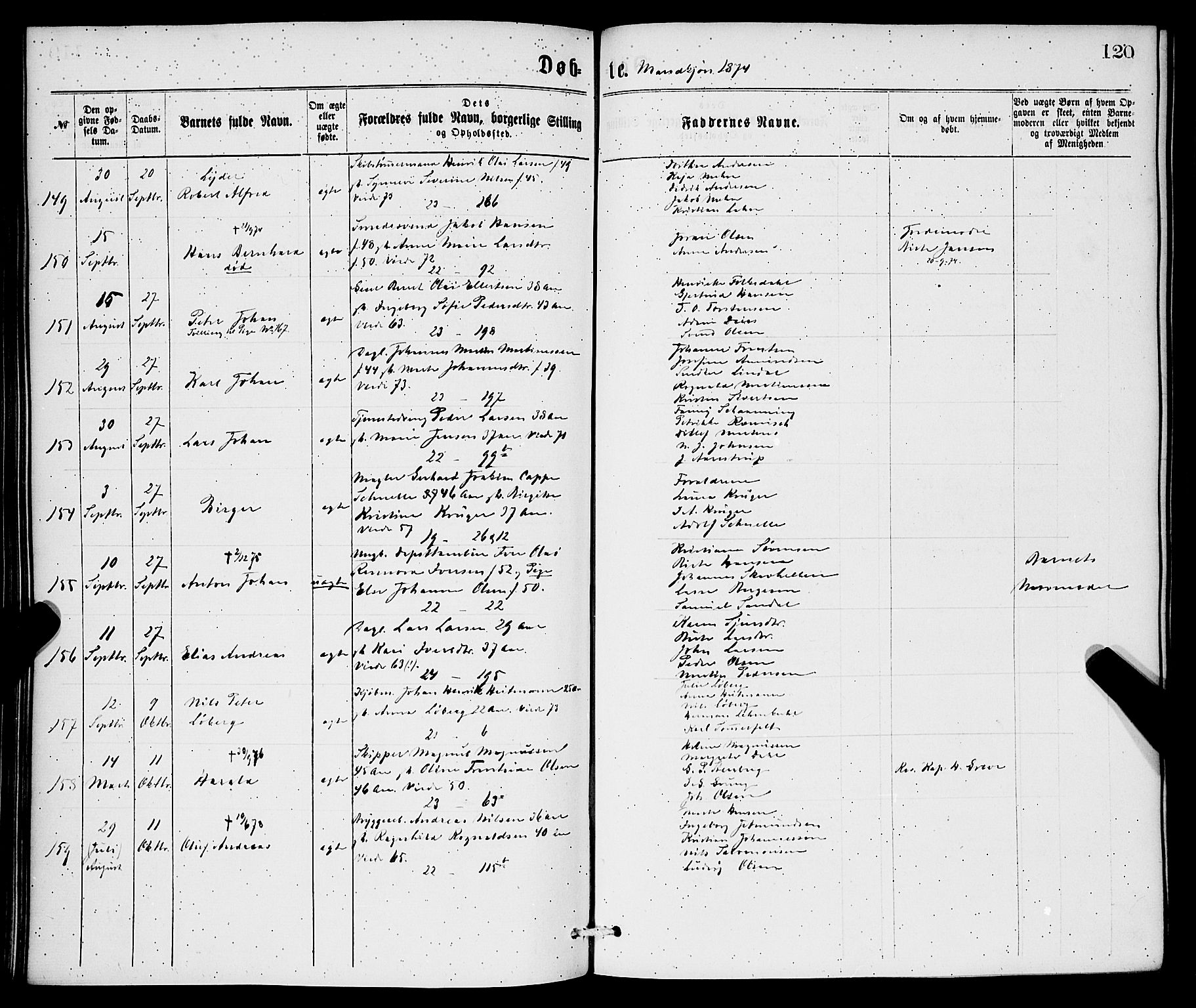 Korskirken sokneprestembete, SAB/A-76101/H/Hab: Parish register (copy) no. B 6, 1869-1874, p. 120