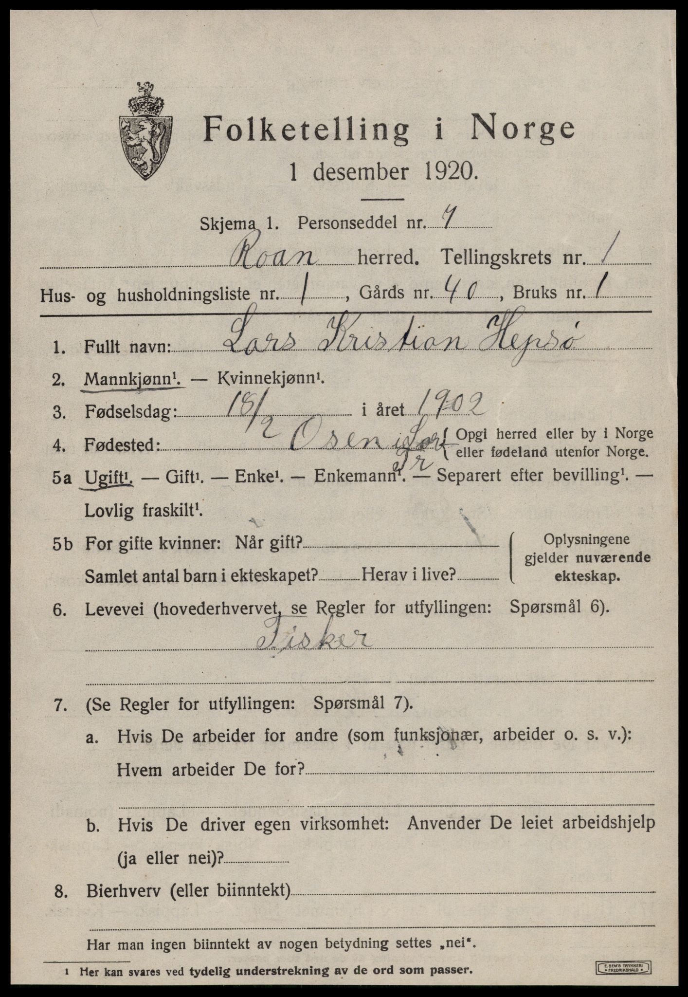 SAT, 1920 census for Roan, 1920, p. 815