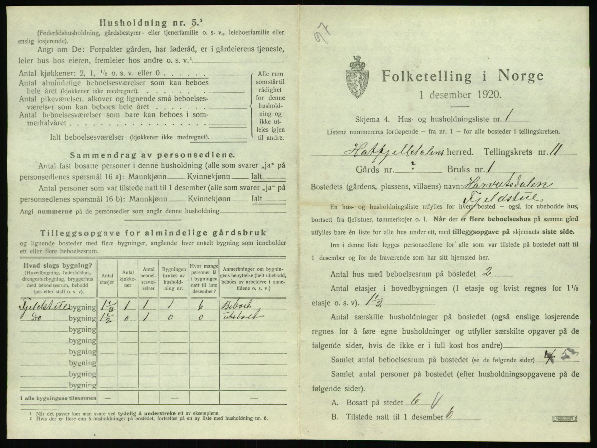 SAT, 1920 census for Hattfjelldal, 1920, p. 338