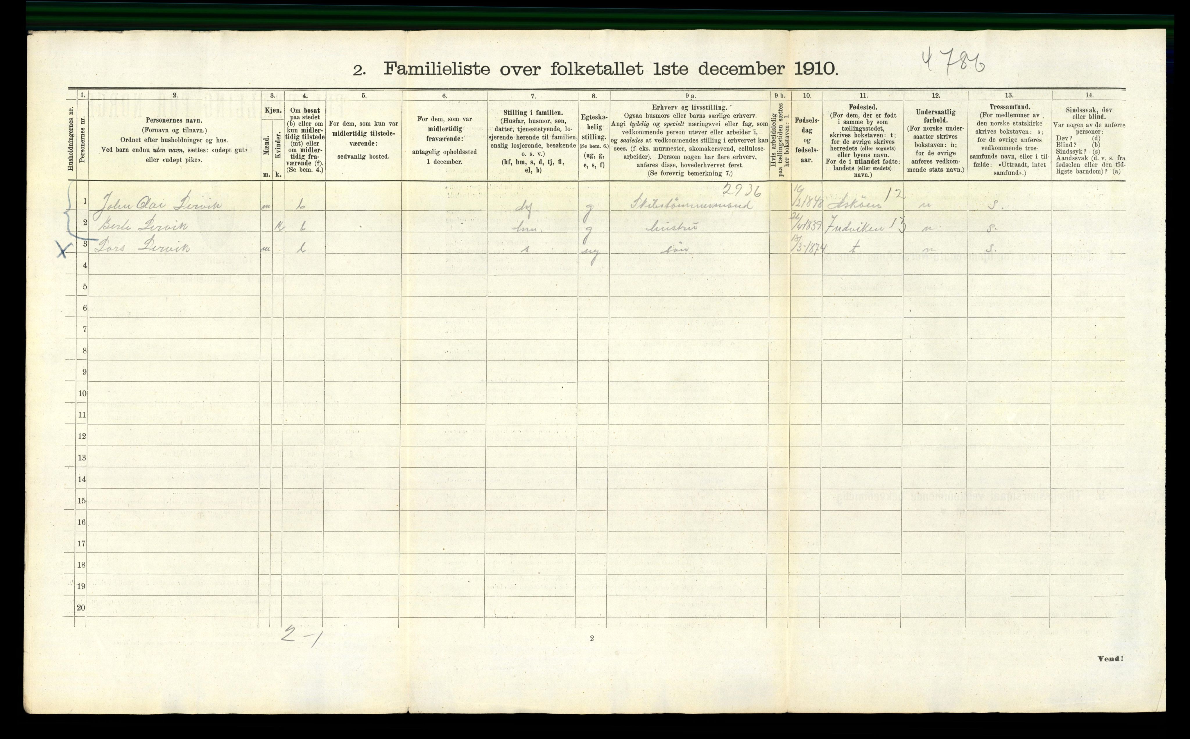 RA, 1910 census for Bergen, 1910, p. 30840