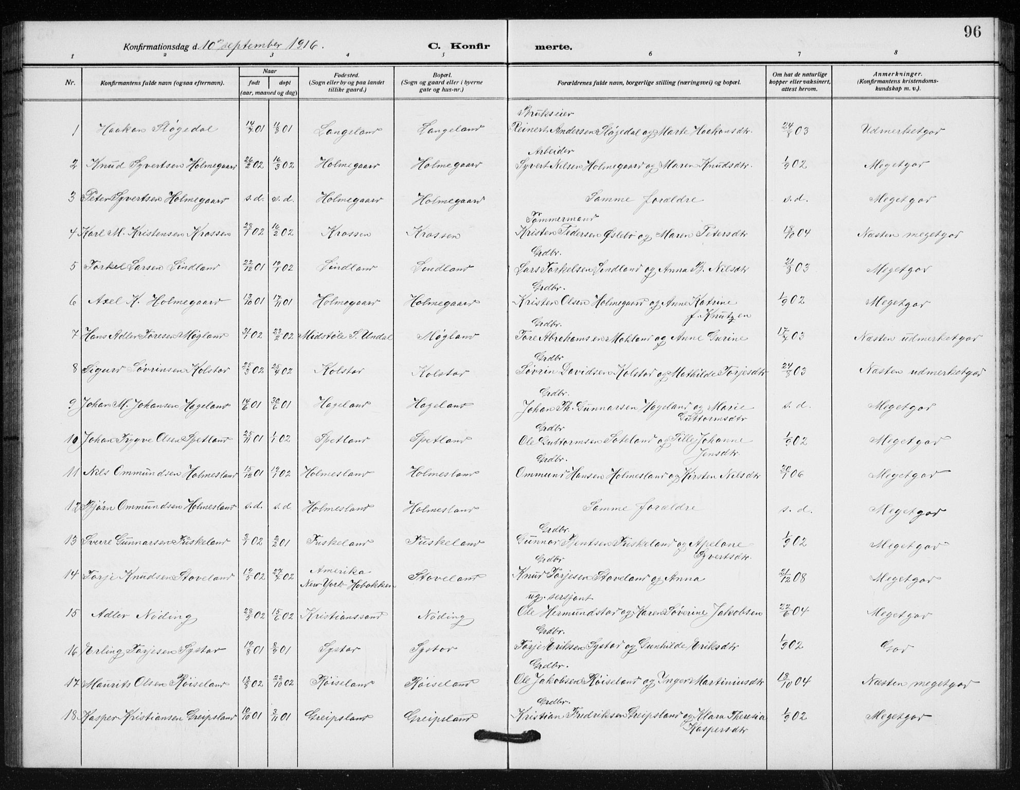 Holum sokneprestkontor, SAK/1111-0022/F/Fb/Fba/L0006: Parish register (copy) no. B 6, 1910-1936, p. 96