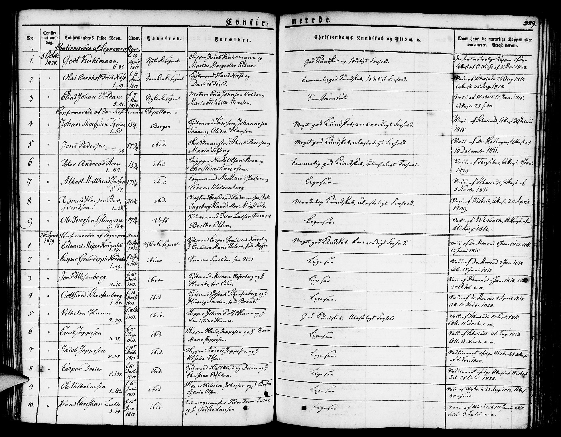 Nykirken Sokneprestembete, SAB/A-77101/H/Haa/L0012: Parish register (official) no. A 12, 1821-1844, p. 329