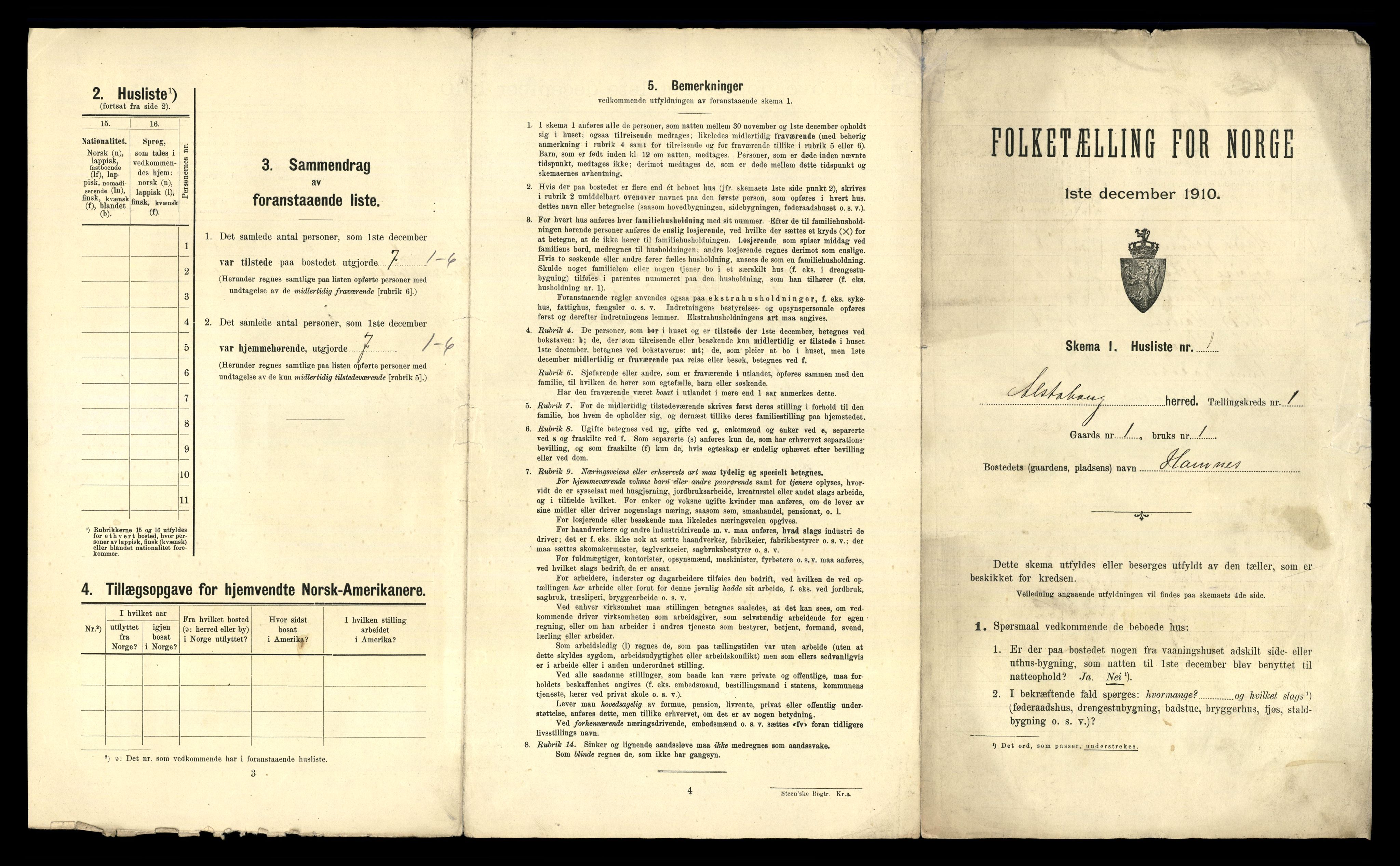 RA, 1910 census for Alstahaug, 1910, p. 24