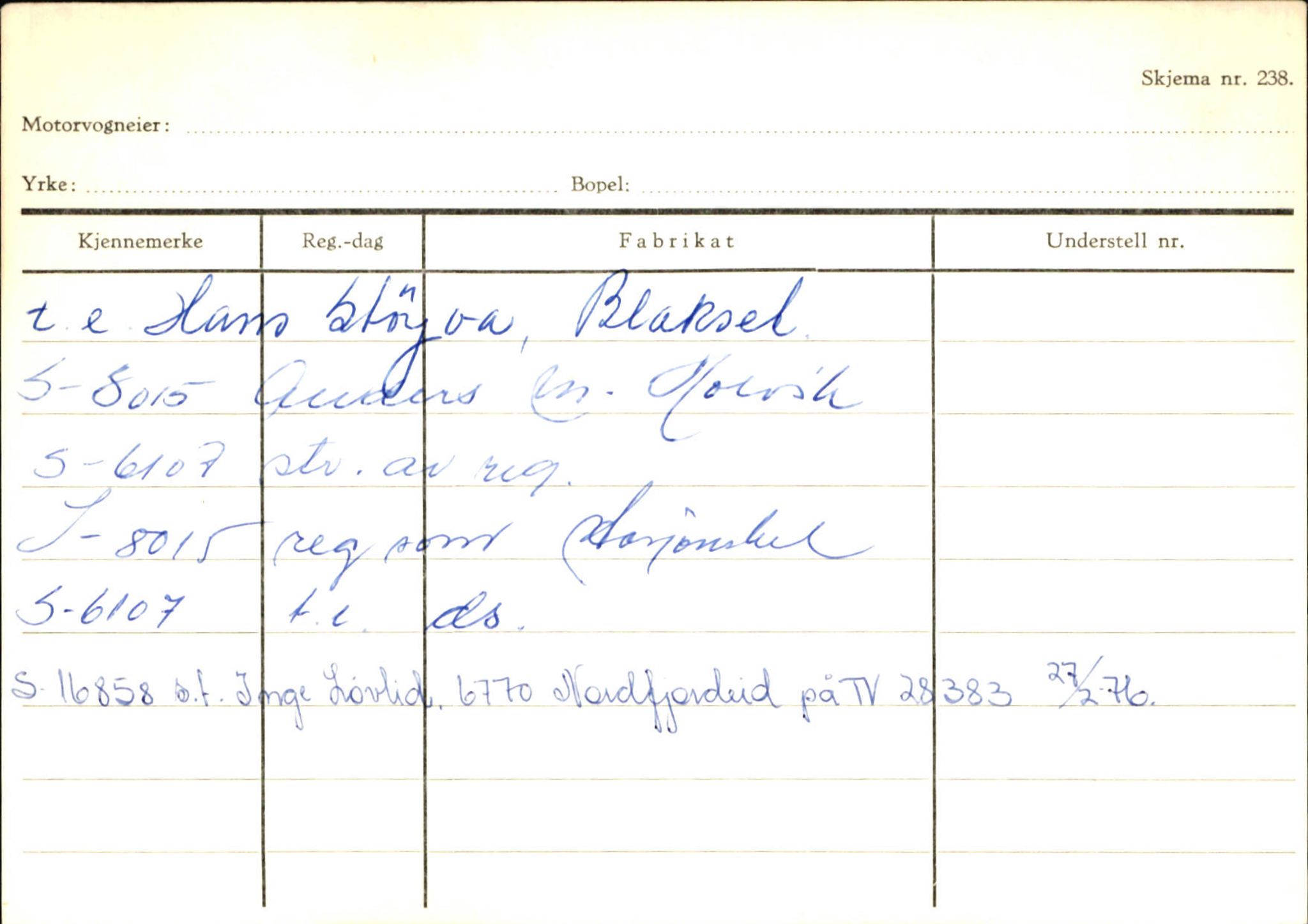 Statens vegvesen, Sogn og Fjordane vegkontor, AV/SAB-A-5301/4/F/L0131: Eigarregister Høyanger P-Å. Stryn S-Å, 1945-1975, p. 1474